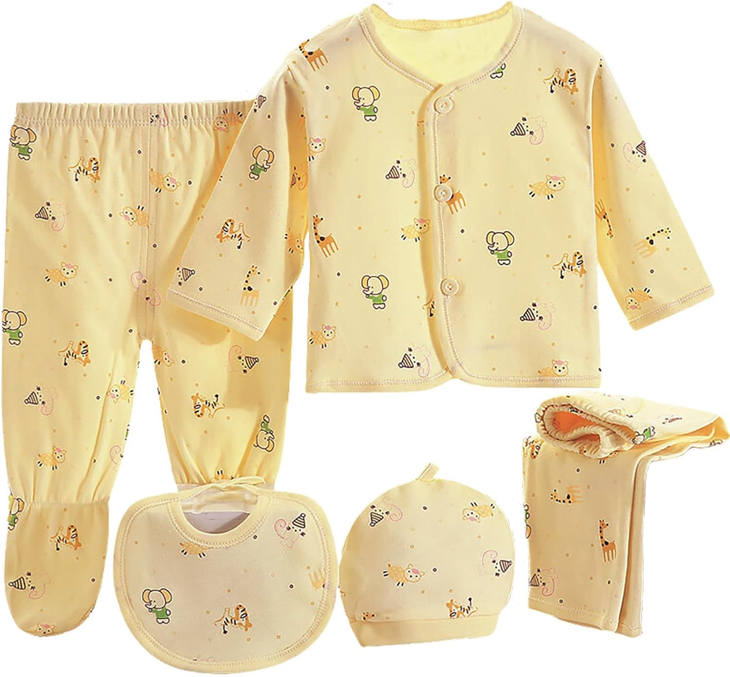 Unisex Baby Clothes 5 Piece Layette Sets Cotton Newborn Clothes Gift Set For 0-3 Months