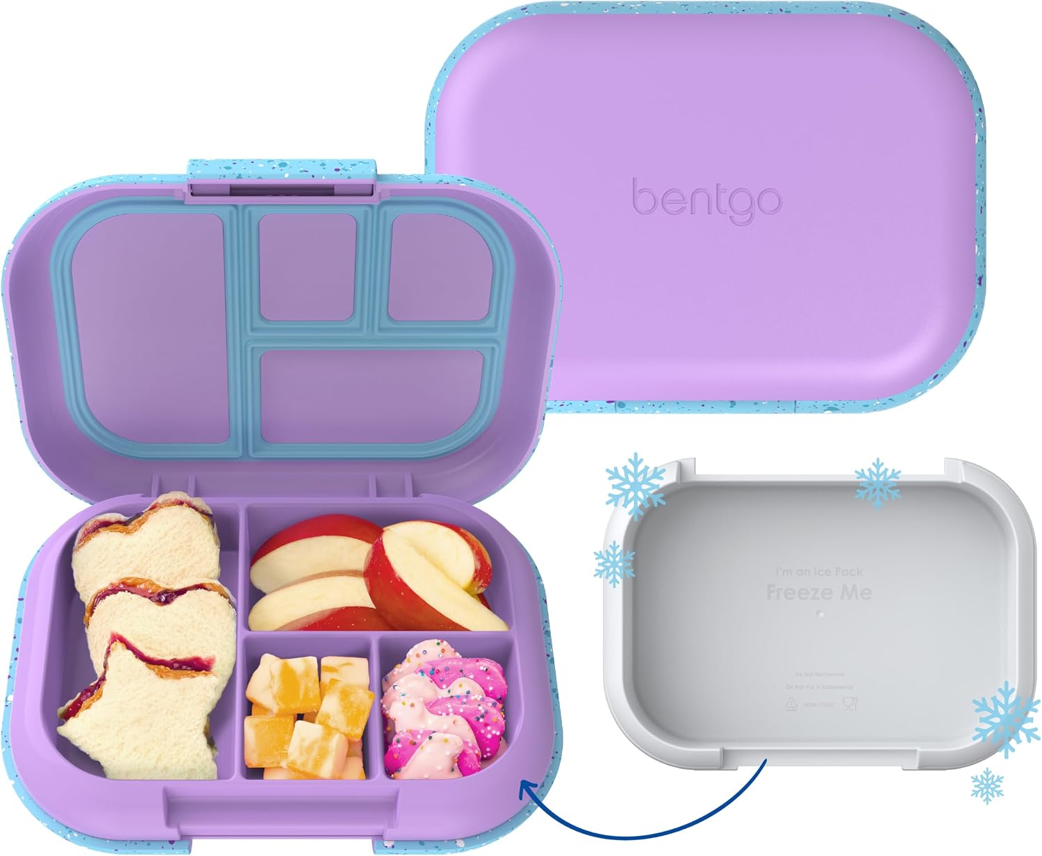 Bentgo Chill Kids Leakproof Lunch Box – 4-Compartment Bento Box with Built-In Ice Pack, 3.3 Cup Capacity, BPA-Free, Microwave & Dishwasher Safe Tray, Ages 3–7 (Vivid Orchid)
