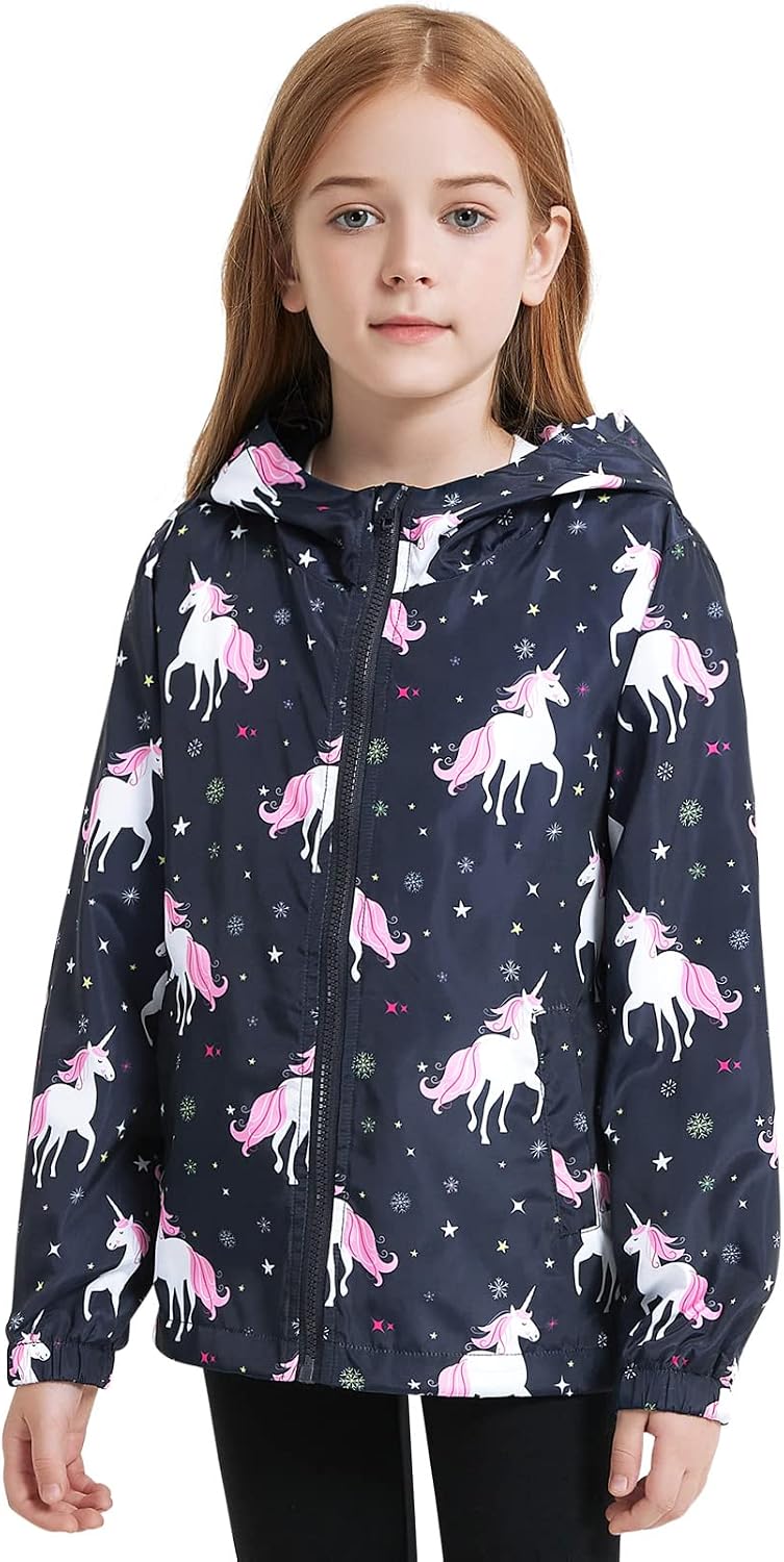 Jxstar Girls Rain Jackets Waterproof Hoodie Kids Raincoats Lightweight Windbreakers