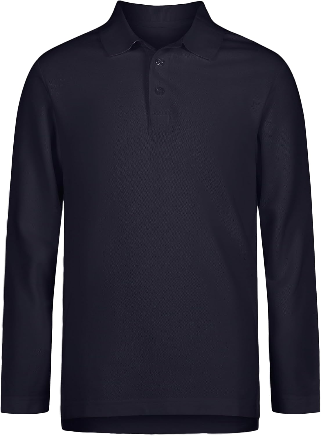 Izod Boys’ School Uniform Adaptive Long Sleeve Polo Shirt, Velcro Closure & Faux Buttons, Comfortable Pique Fabric