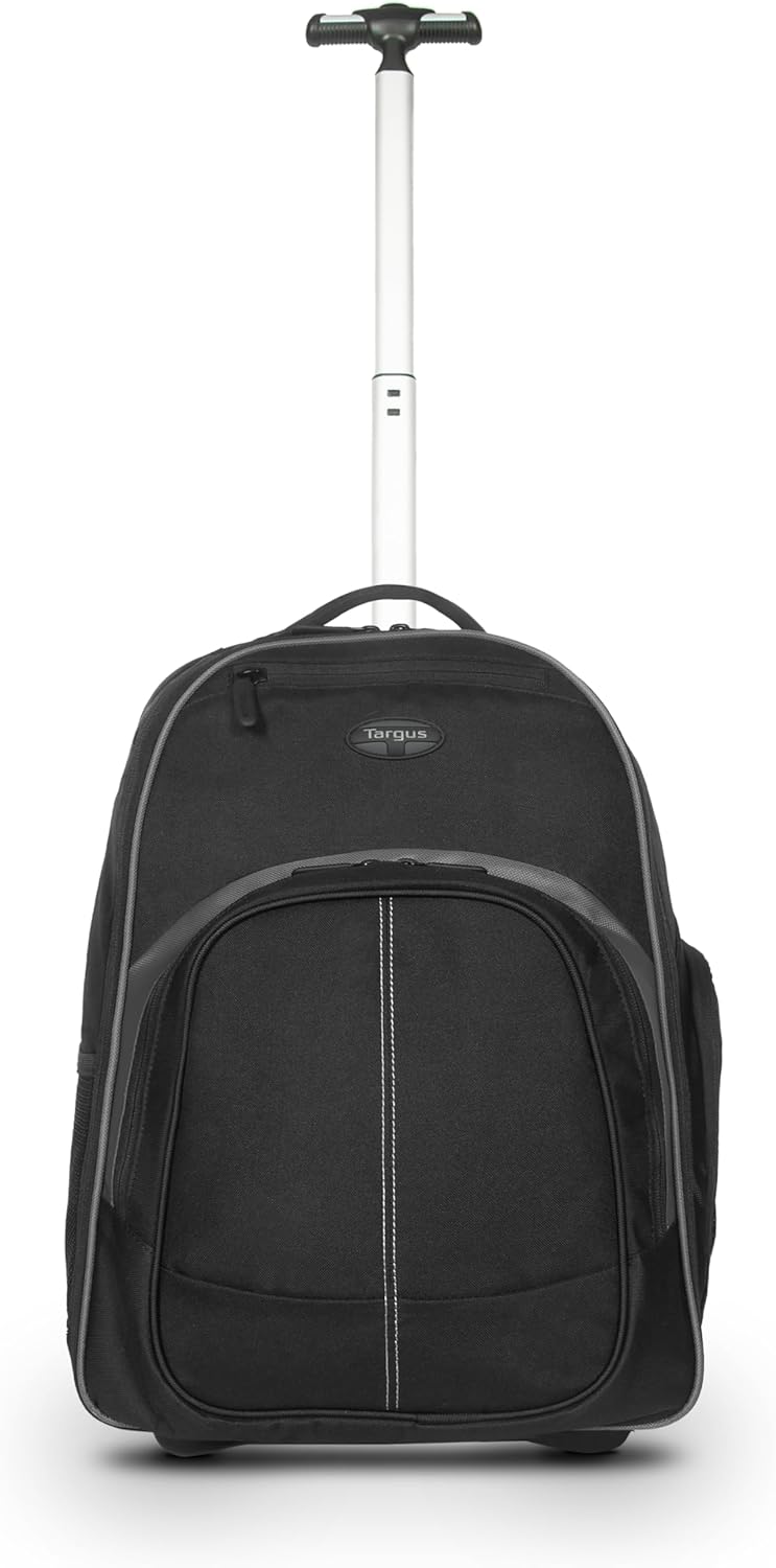 Targus 16 Inch Compact Rolling Backpack, Black – Wheeled Travel Bag Fits Laptops Up to 16”