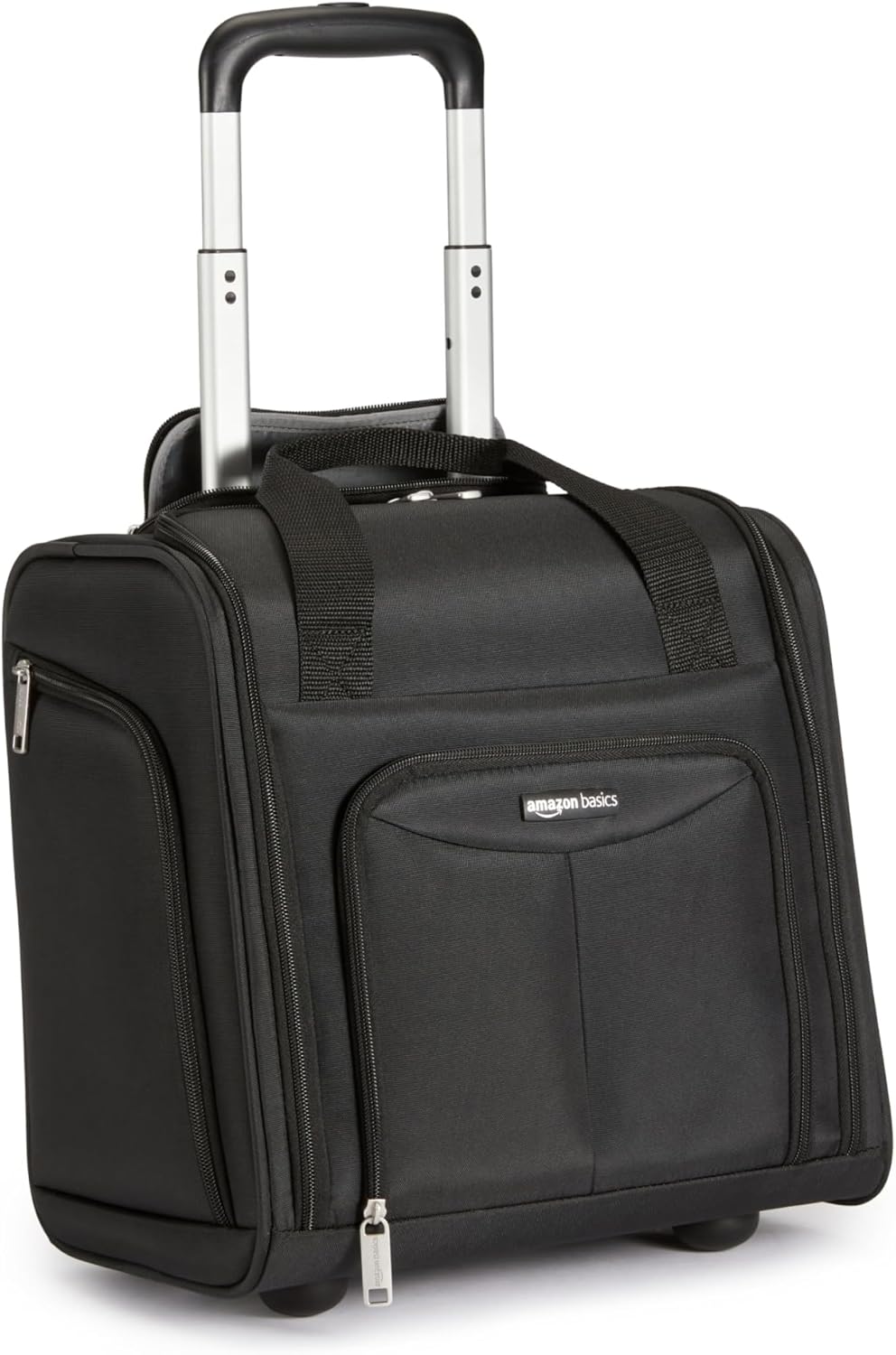 Amazon Basics Underseat Carry-On Luggage with Wheels and Handle, 14″ Rolling Travel Bag, Fits Under the Seat, Black