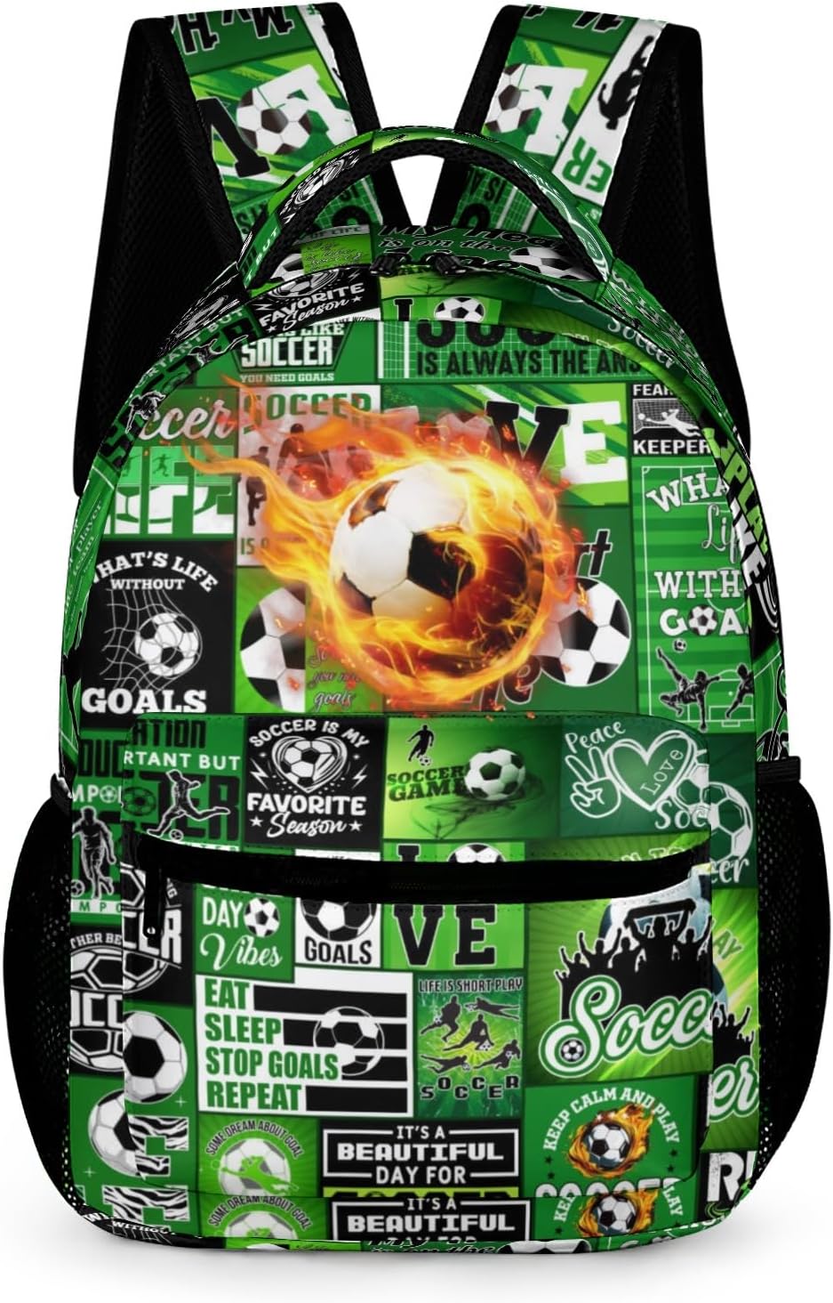 Soccer School Backpack for Kids Girls Boys Teens | Cool Ball Sports Themed Bookbag, Lightweight, 16’’ Large Capacity, Colorful Backpacks with Zipper Pockets Adjustable Straps