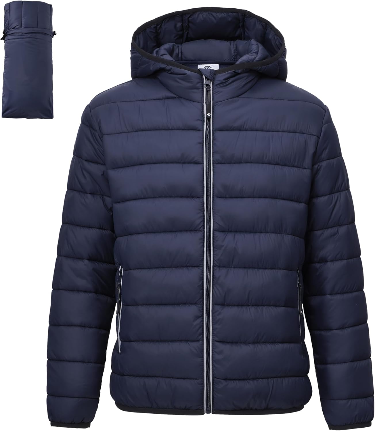 MoFiz Packable Puffer Coat for Boys Lightweight Water-Resistant Kids’ Outerwear Jacket with Zippered Refelctive Pockets