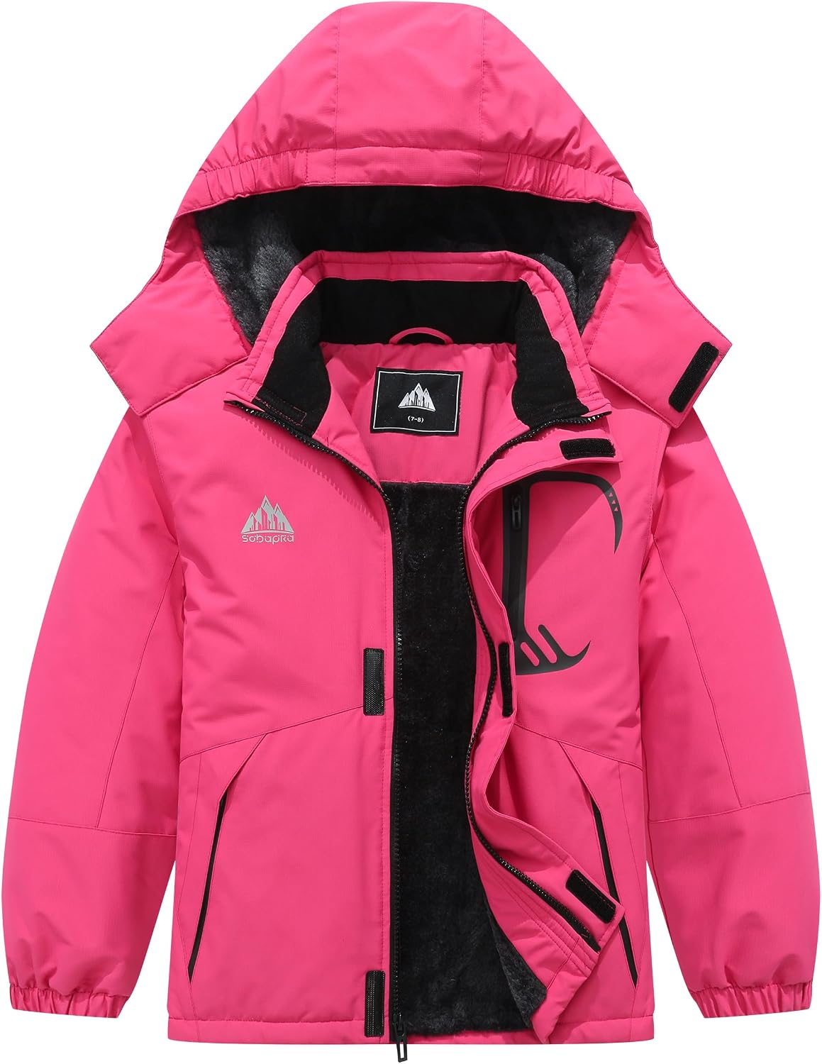 Kids Waterproof Ski Jacket Warm Winter Coat Boys and Girls Fleece Lined Hooded Rain Jacket