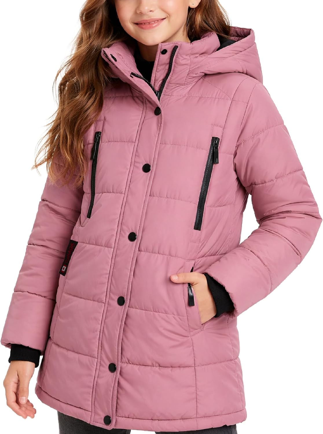 CANADA WEATHER GEAR Girls Winter Coat – Stadium Length Wind & Water Resistant Quilted Puffer Parka Kids Insulated Outerwear