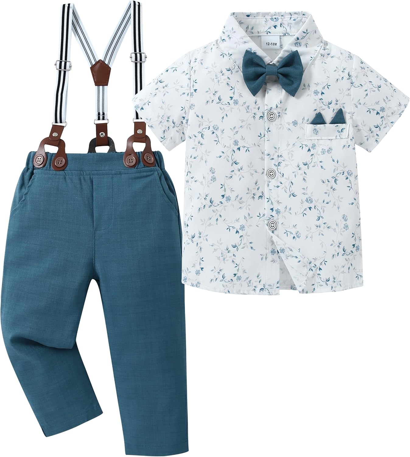 YALLET Toddler Baby Boy Clothes Suit Gentleman Wedding Outfits Formal Dress Shirt+Bowtie+Suspender Pants