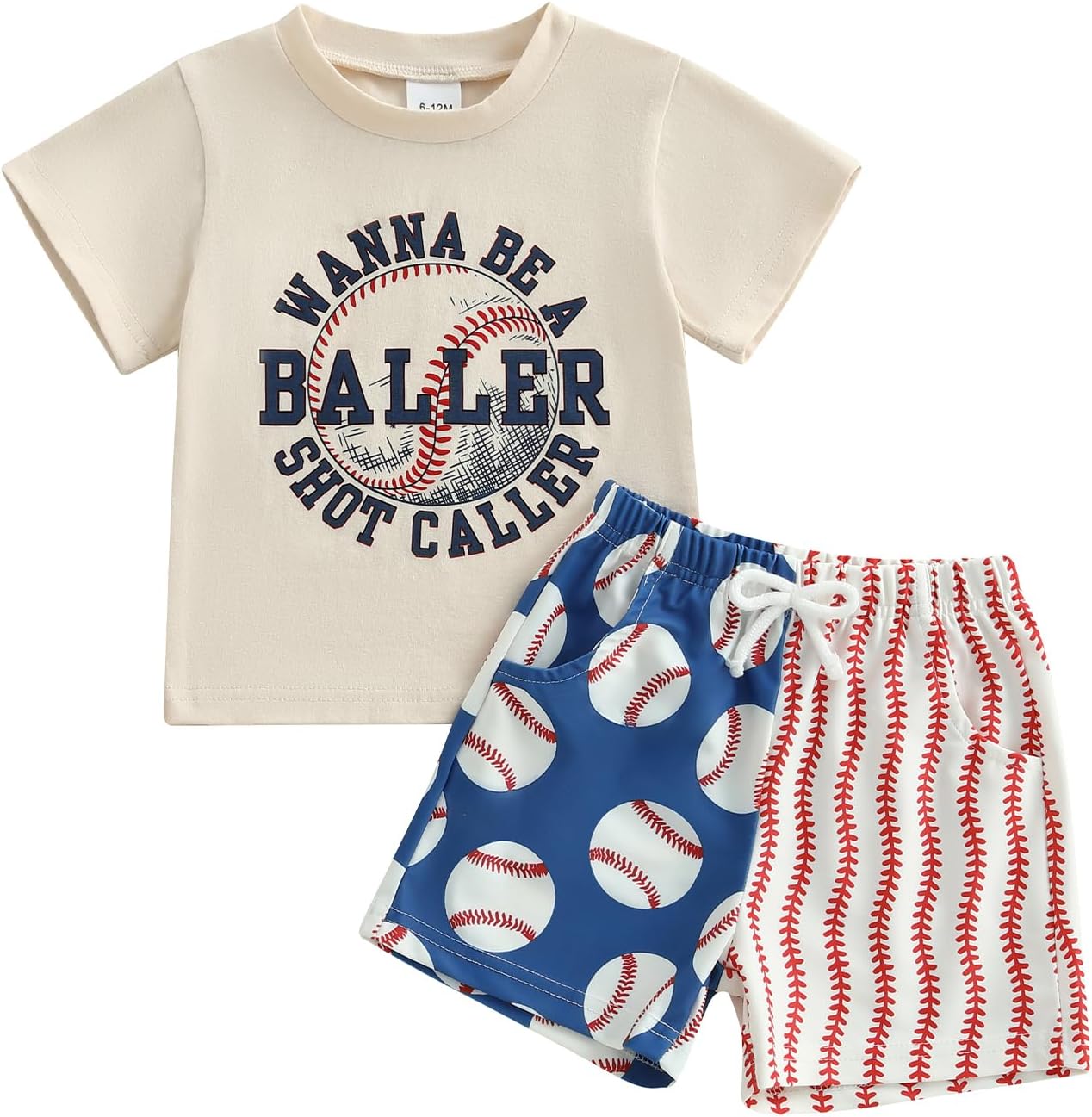Toddler Baby Boy Summer Clothes Short Sleeve Embroidery Baseball T-shirt & Plaid Shorts Set 2 Piece Outfit