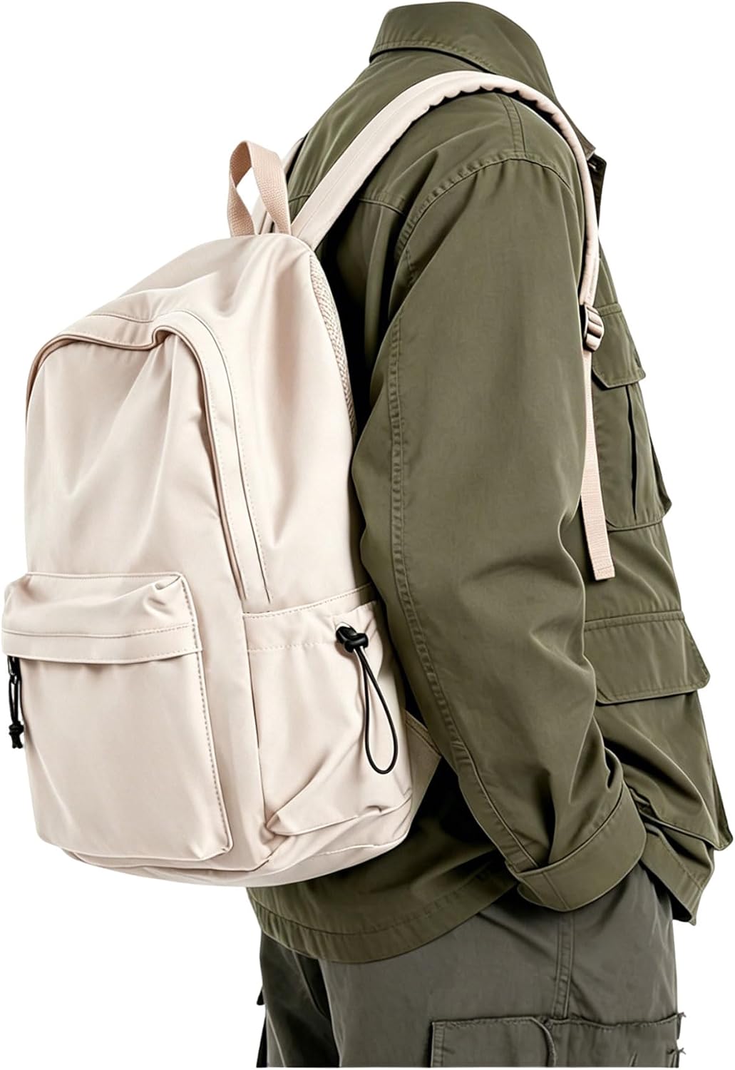 BJLFS White School Backpack for Girls Women, Waterproof High School Book Bag Cute Backpack for Men Teens Boys, Lightweight Mini Classic Basic College Backpack Middle School Back Pack Daypack