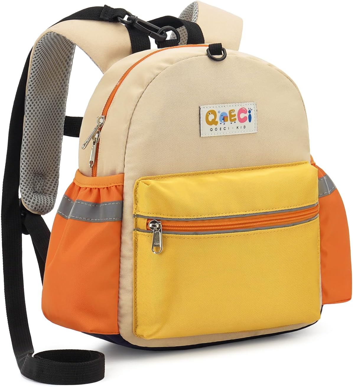 Toddler Backpack with Leash for Boys Girls Kids Kindergarten Nursery, 11” Baby Leash Backpack with Reflective, Toddler Bookbag with Anti-Lost Harness for Walking, Yellow