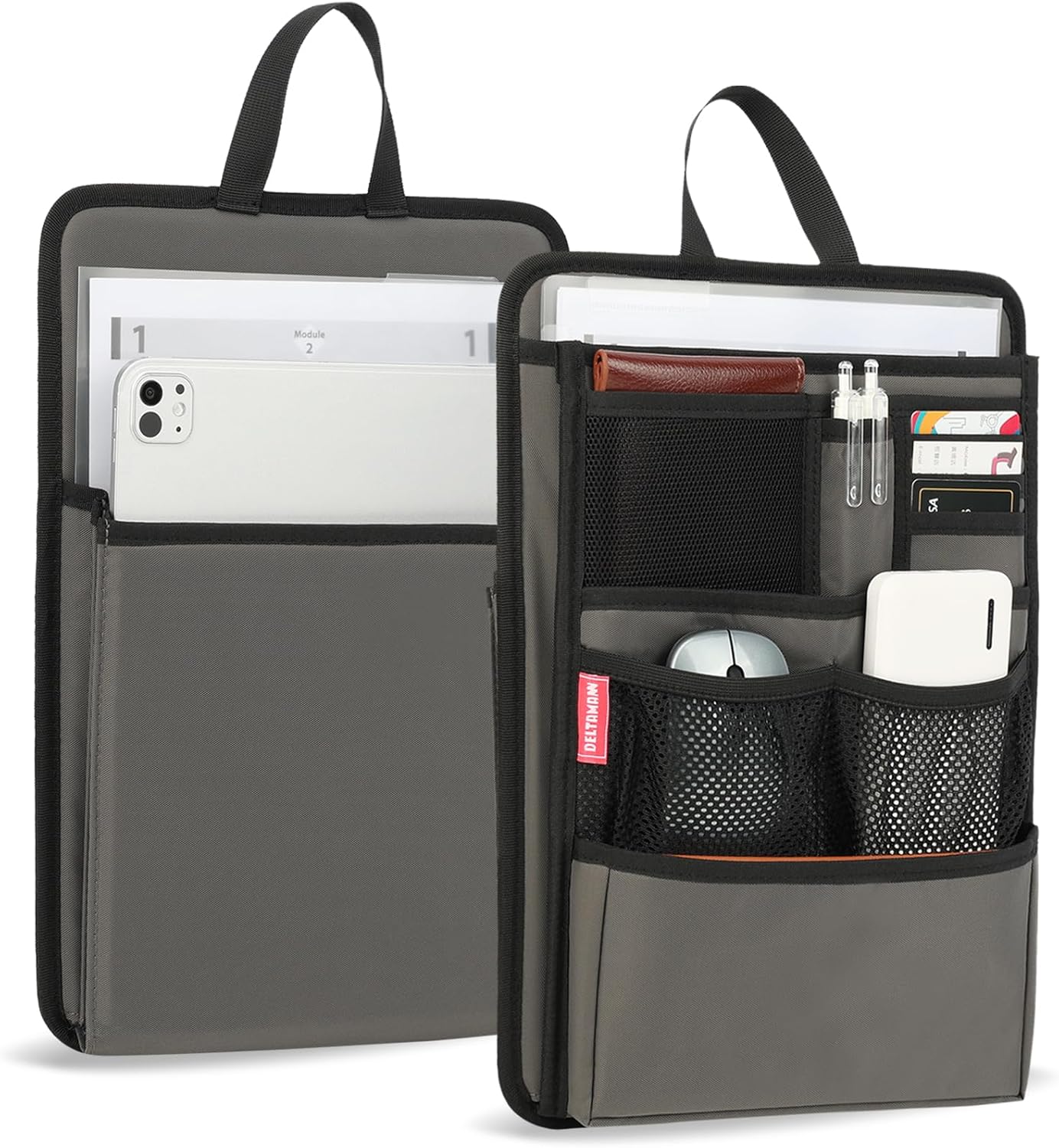 Stiff Backpack Insert Organizer for Men Women Bag In Bag,Thin Water-repellent Nylon 13.7”x10.2”x2”-Gray