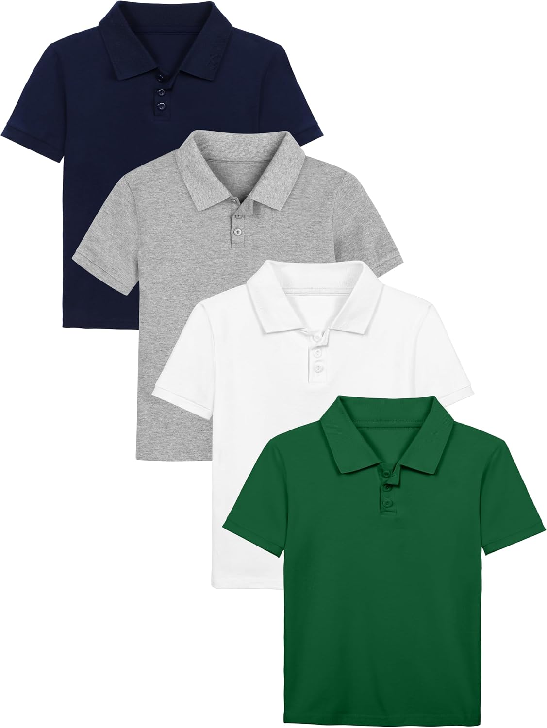 Poroka 4 Pack Boys Polo Shirts Solid School Uniform Cotton Short Sleeve Golf Polo Shirt for Kids Boy