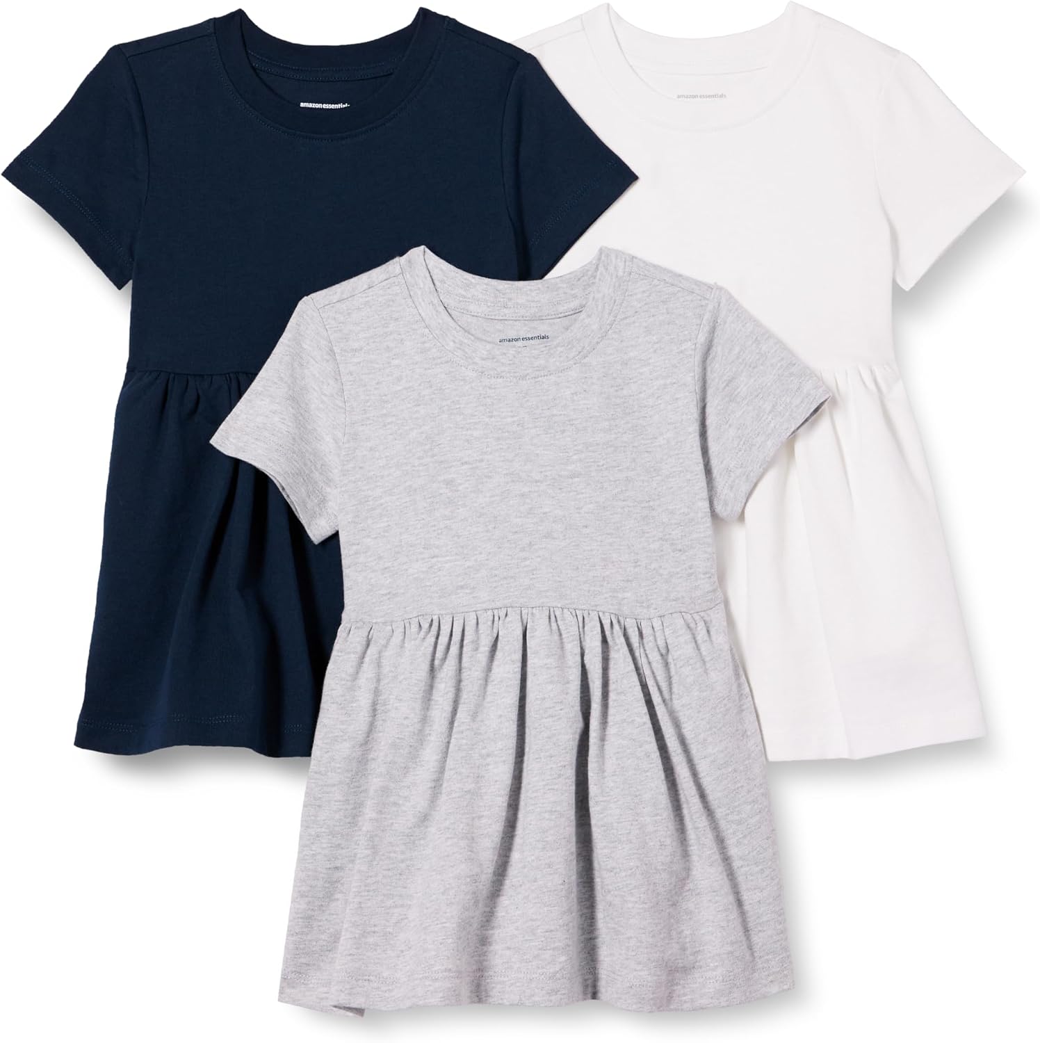Amazon Essentials Girls and Toddlers’ Short Sleeve Stretchy Cotton Jersey Dress, Breathable