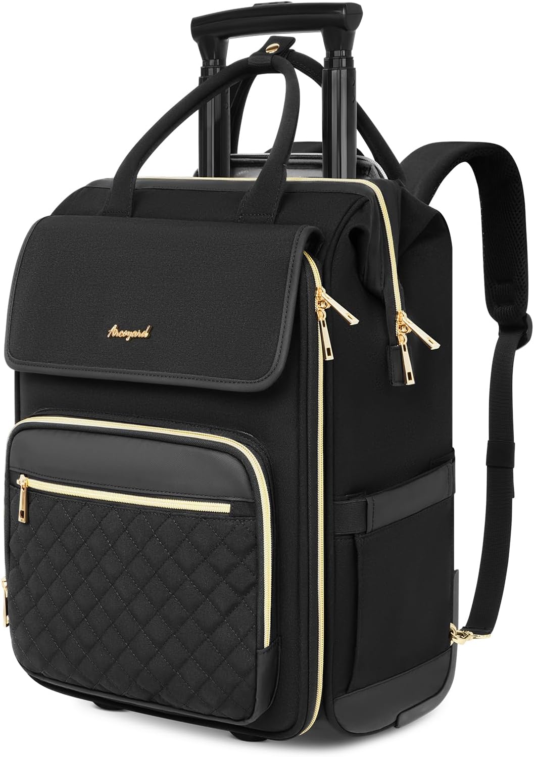 Arcoyard Rolling Backpack for Women, Travel Rolling Laptop Backpack with Wheels, Vertical & Horizontal Storage 2 In 1, Flip-Top Design, Water-Resistant Overnight College Underseat Carry on Luggage