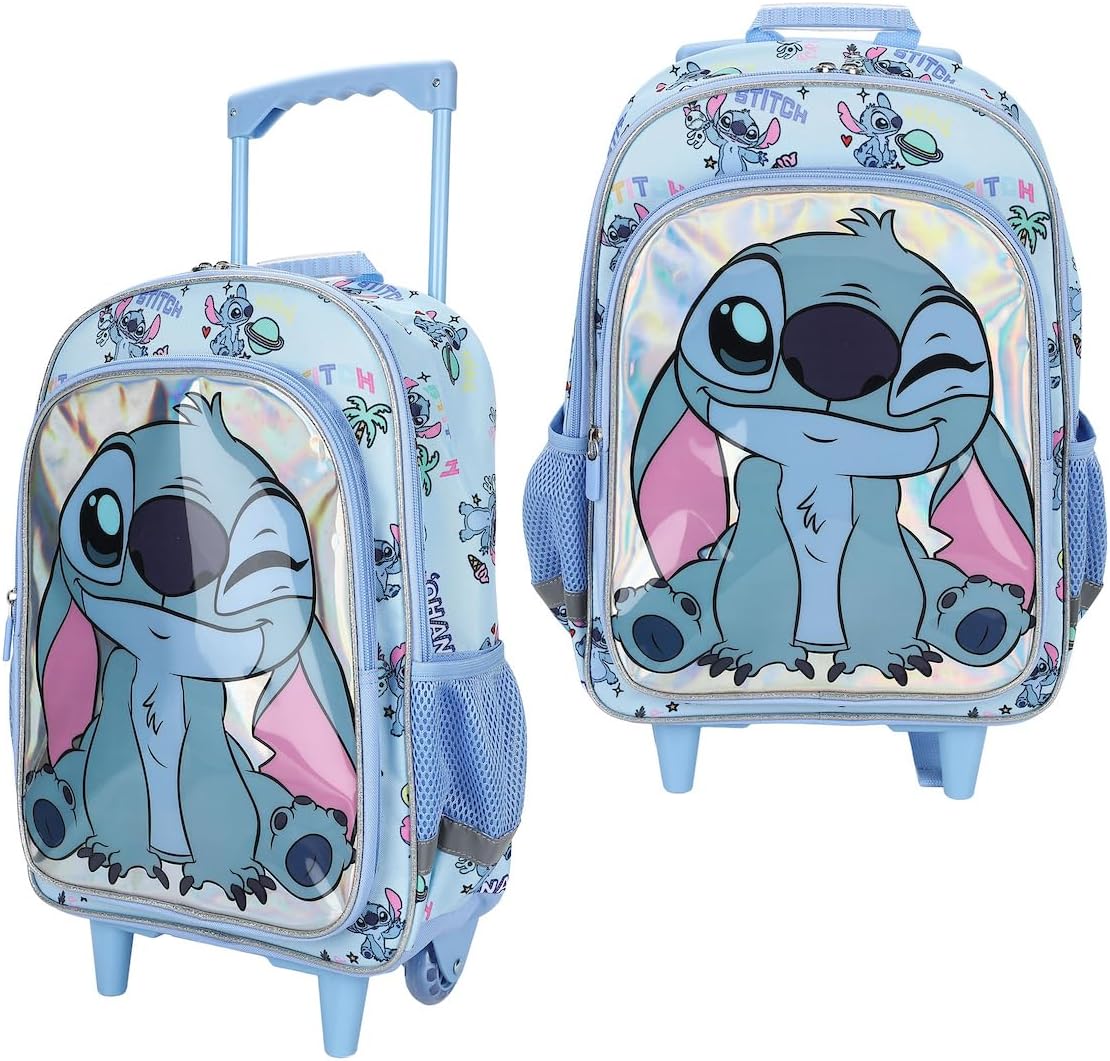 Bioworld Lilo & Stitch Winking Stitch 16″ Rolling Backpack for School and Travel