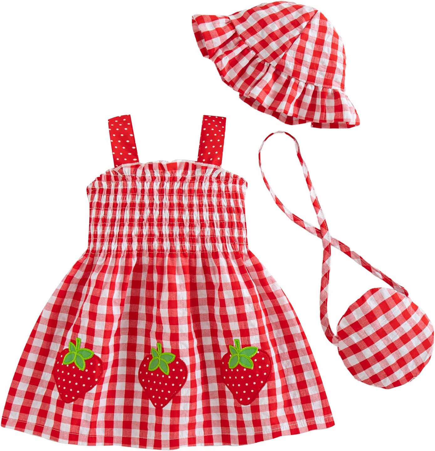 Renotemy Baby Girl Dress Toddler Girl Clothes Summer Outfits Gifts Cotton Sundress Infant Dresses for Girls with Hat and Bag