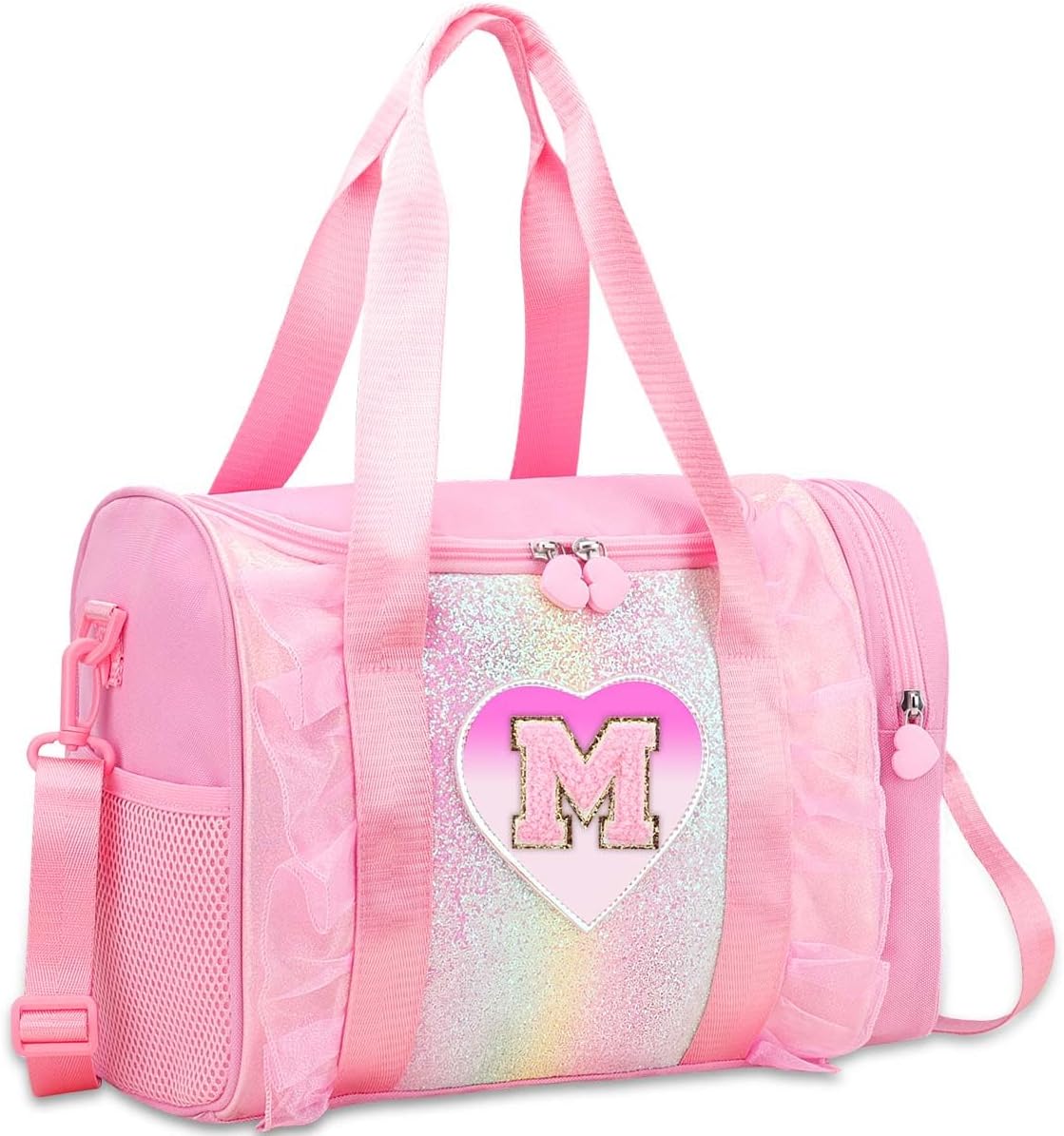 Personalized Monogram Dance Bag for Girls – 3-6 Years duffle bag for Kids Lightweight Water Resistant Oxford Backpack for Ballet Cheerleading Sleepovers Gymnastics Pink M