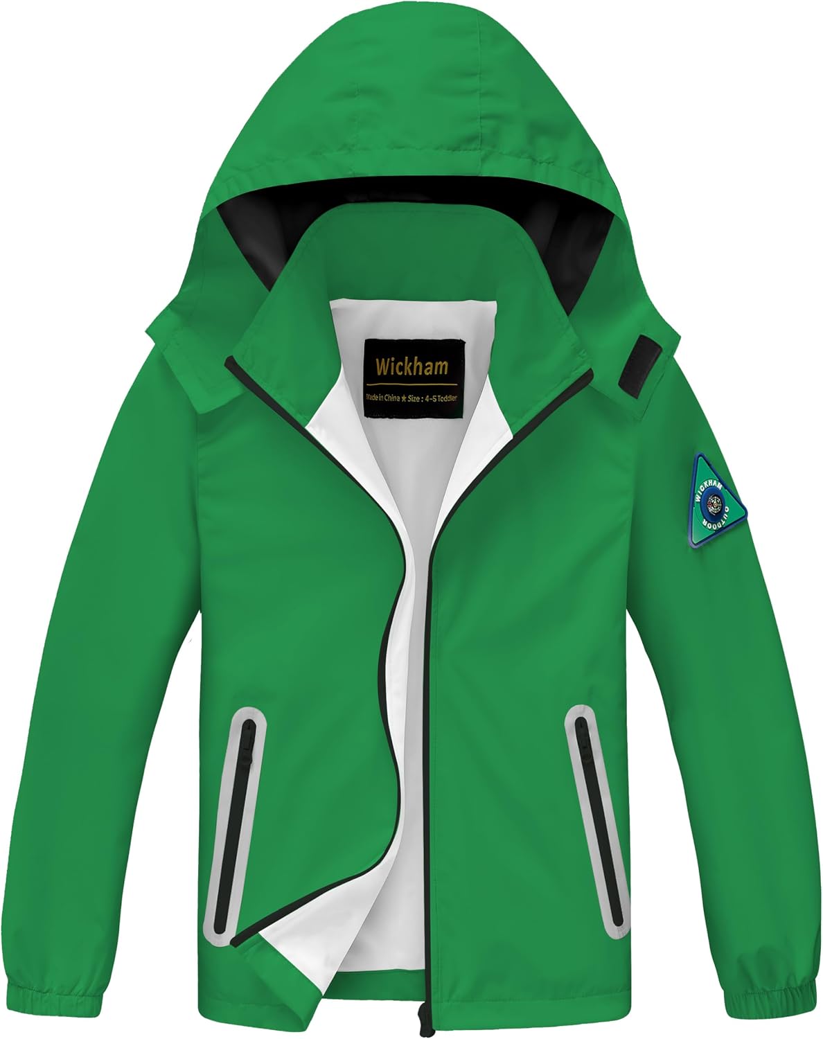 WICKHAM Boys Girls Lightweight Waterproof Rain Jacket with Detachable Hood for School, Hiking and Rainy Days
