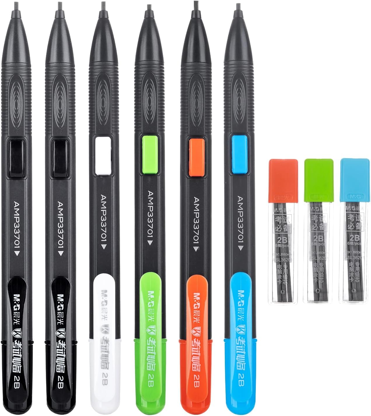 M&G 6 Pack Mechanical Pencils with Erasers 1.8mm, 3 Tubes of Lead Refills, Bulk Mechanical Pencils for School Supplies, Teacher Supplies, Drawing Pencils, Sketching Pencils