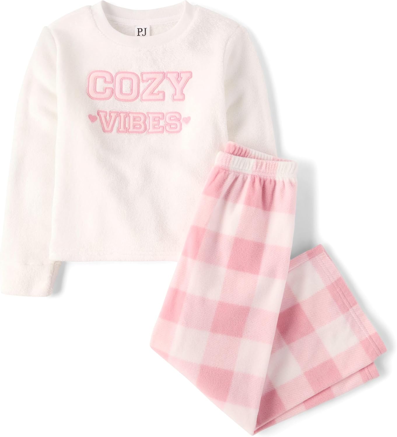 The Children’s Place Girls’ 100% Fleece Long Sleeve Top and Pants,2 Piece Pajama Set