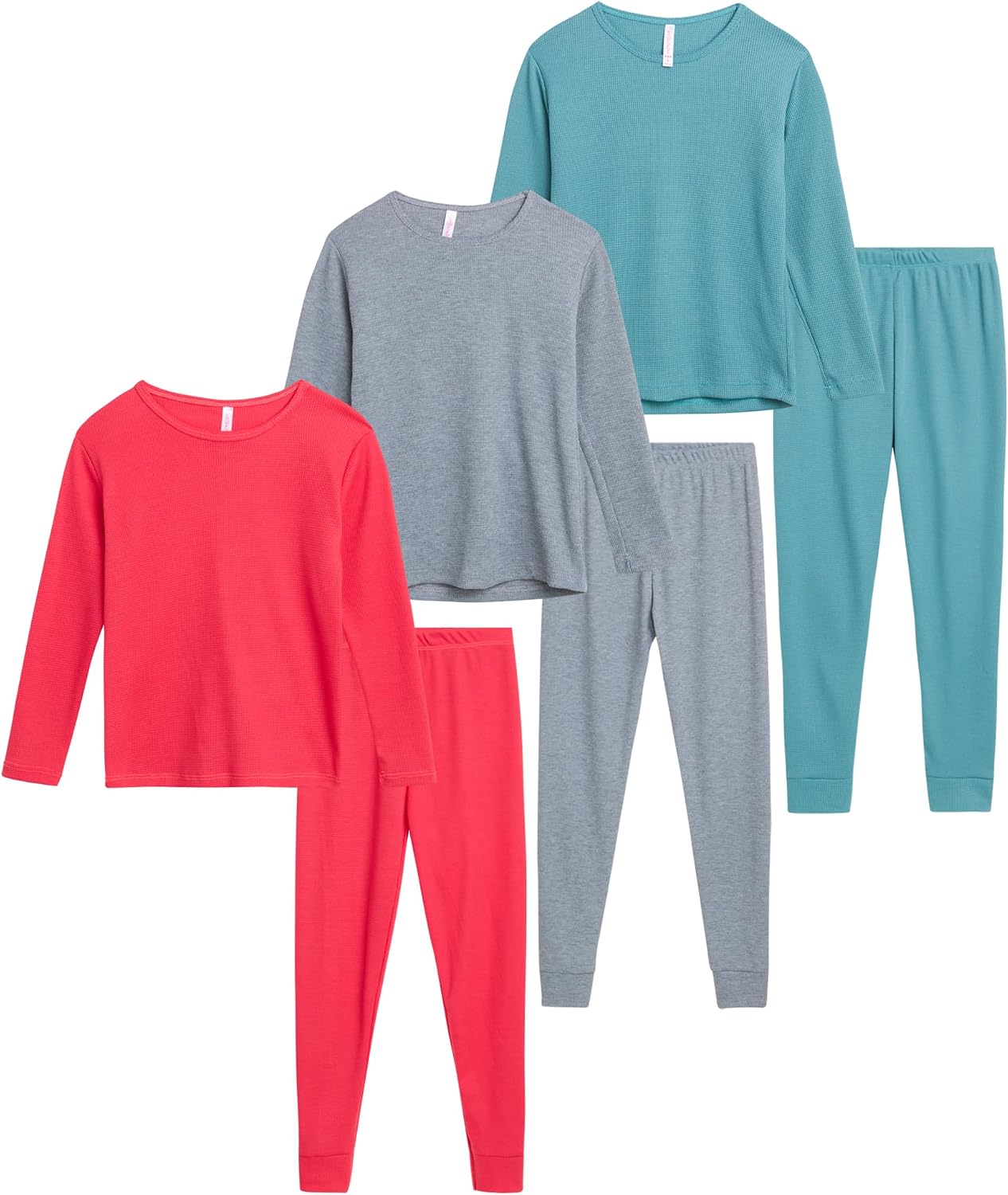 Sweet Hearts Girls Thermal Underwear Set – 6 Piece Waffle Knit Shirt and Long Johns Thermal Leggings: Made in USA (2T-16)