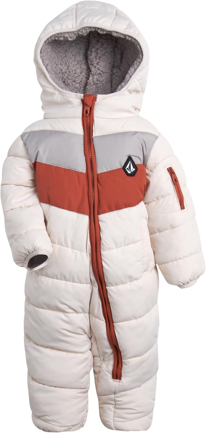 Volcom Boy Baby Snowsuit – Soft Fleece Lined Insulated Pram Infant Snowsuit with Sherpa Lined Hood – Baby Winter Clothes