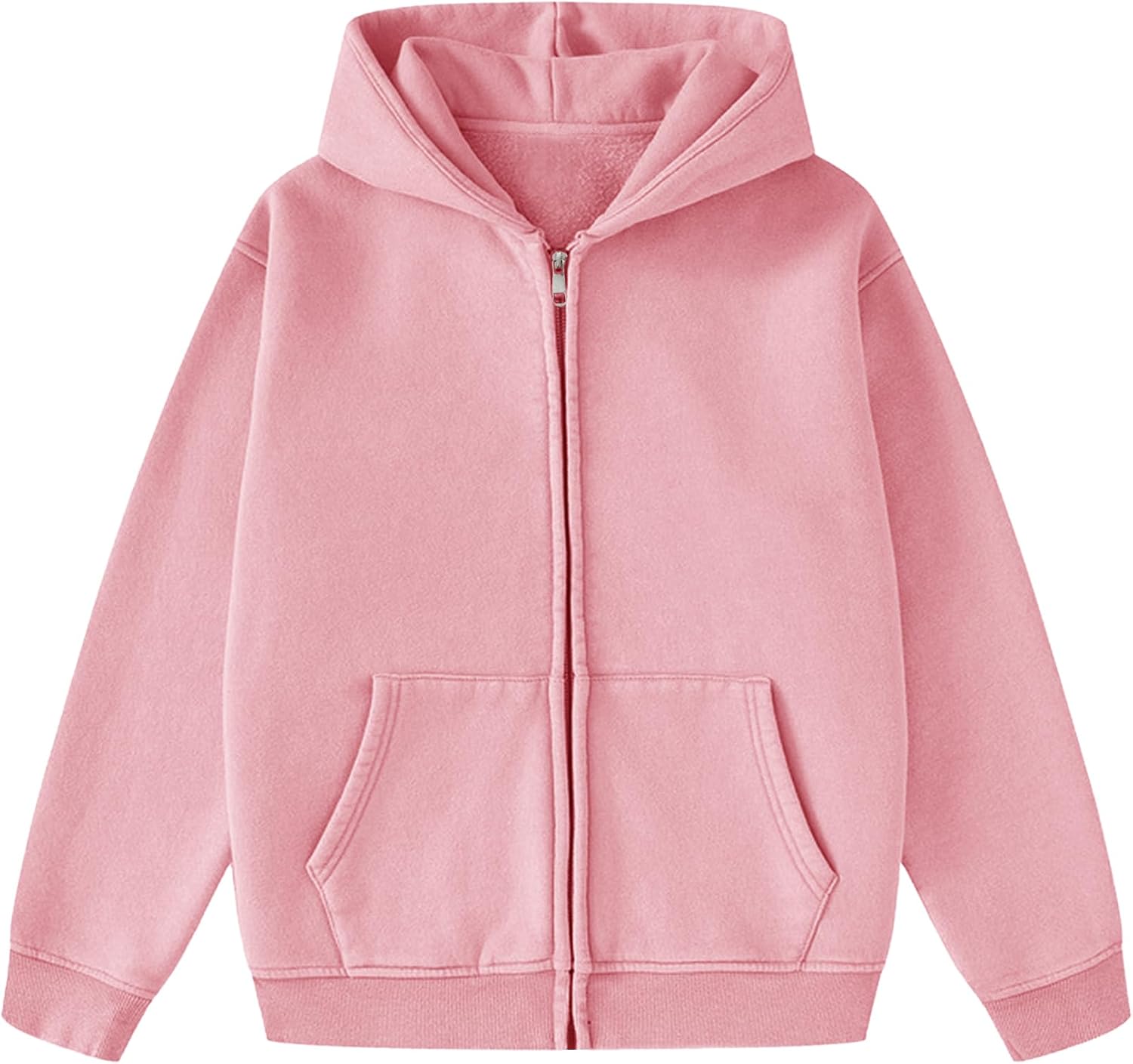 Flygo Unisex Boys Girls Fleece Jacket Lightweight Zip up Active Hoodie Hooded Sweatshirt Kids Spring Fall Jackets Coat