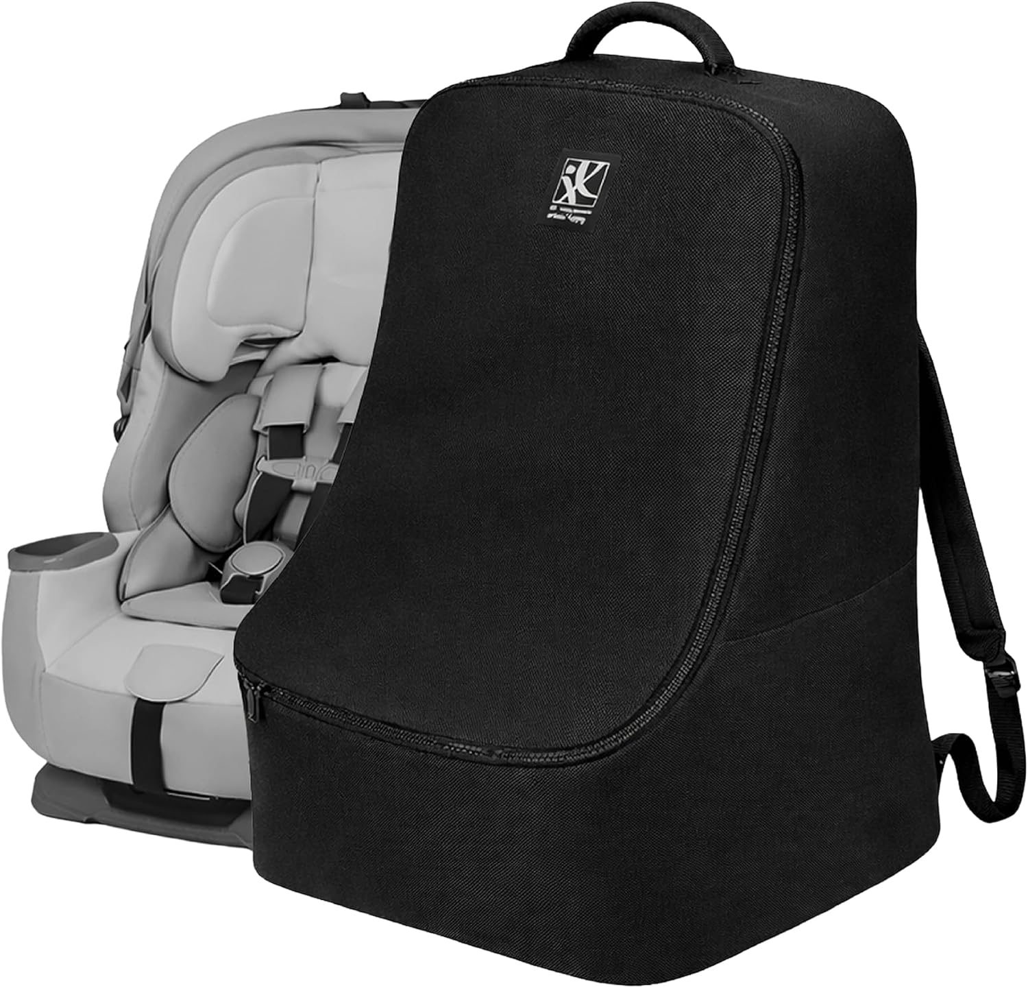 J.L. Childress Padded Backpack Car Seat Bag – Car Seat Travel Bag for Airplane, Cover Fits Most Baby & Infant Carriers & Boosters, Airport Accessories for Gate Check or Baggage Check – Ultimate, Black