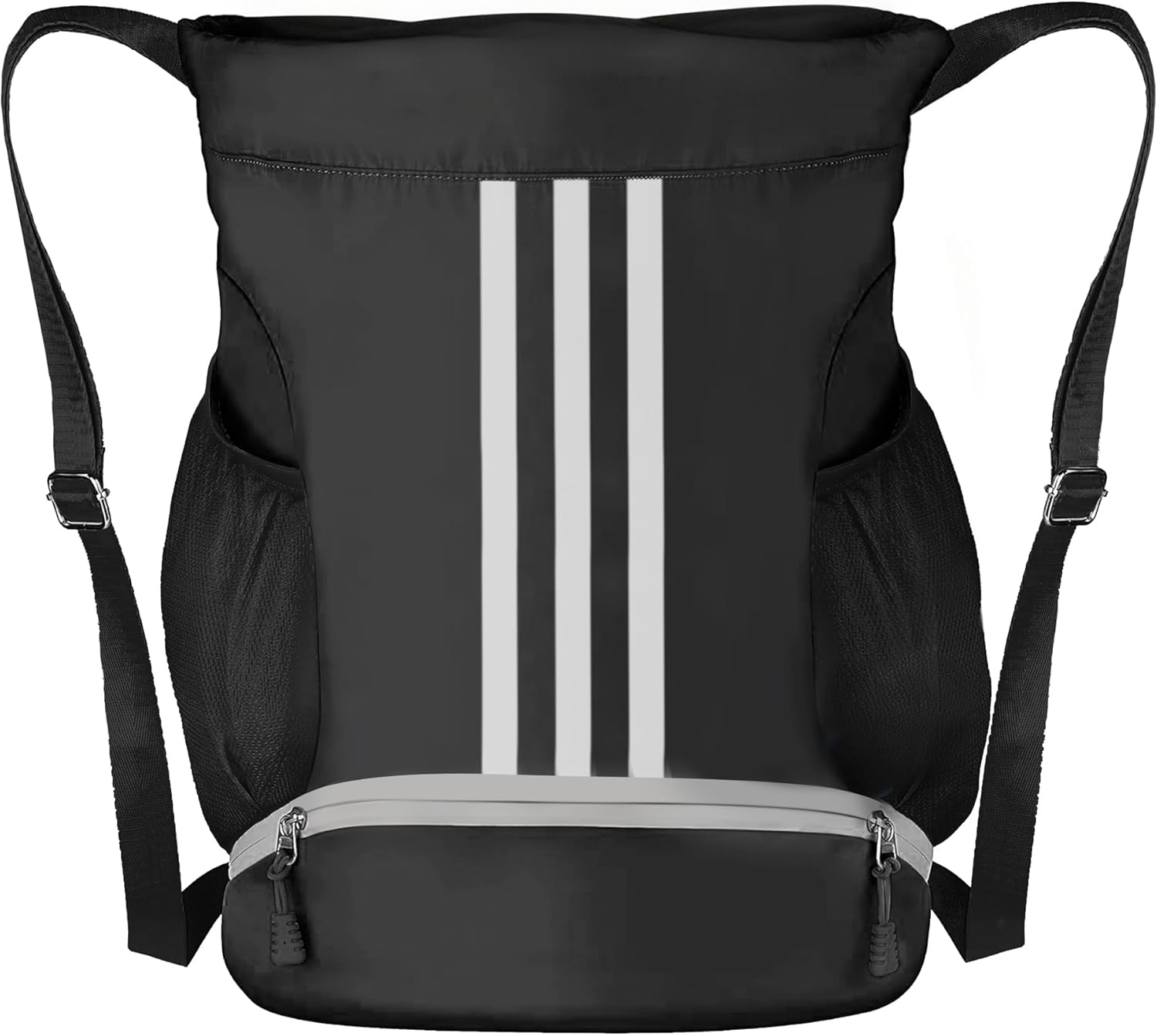 Soccer Bag, Youth Soccer Basketball Bag with Compartments Drawstring Backpack for Football Volleyball Gym Training Easter Gifts (Black)