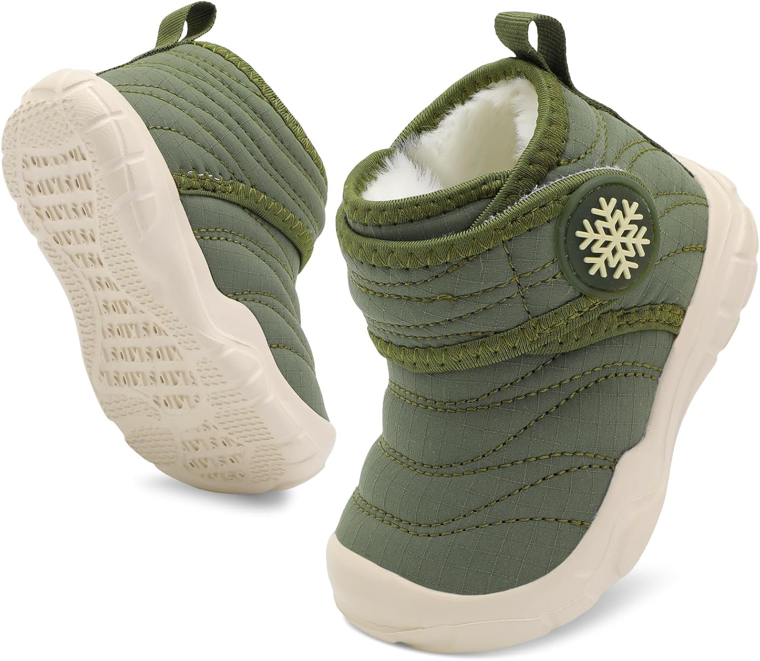 BARERUN Barefoot Baby Boys Girls Boots Warm Winter House Shoes for Toddler Girls Boys Waterproof Fleece Kids Snow Boots Faux Fur Infant Booties Walking Shoes for Indoor Outdoor