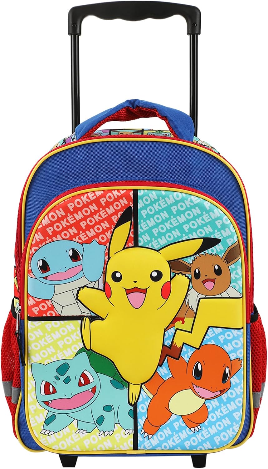 Bioworld Pokemon Pikachu And Favorite Characters 16″ Youth Rolling Backpack