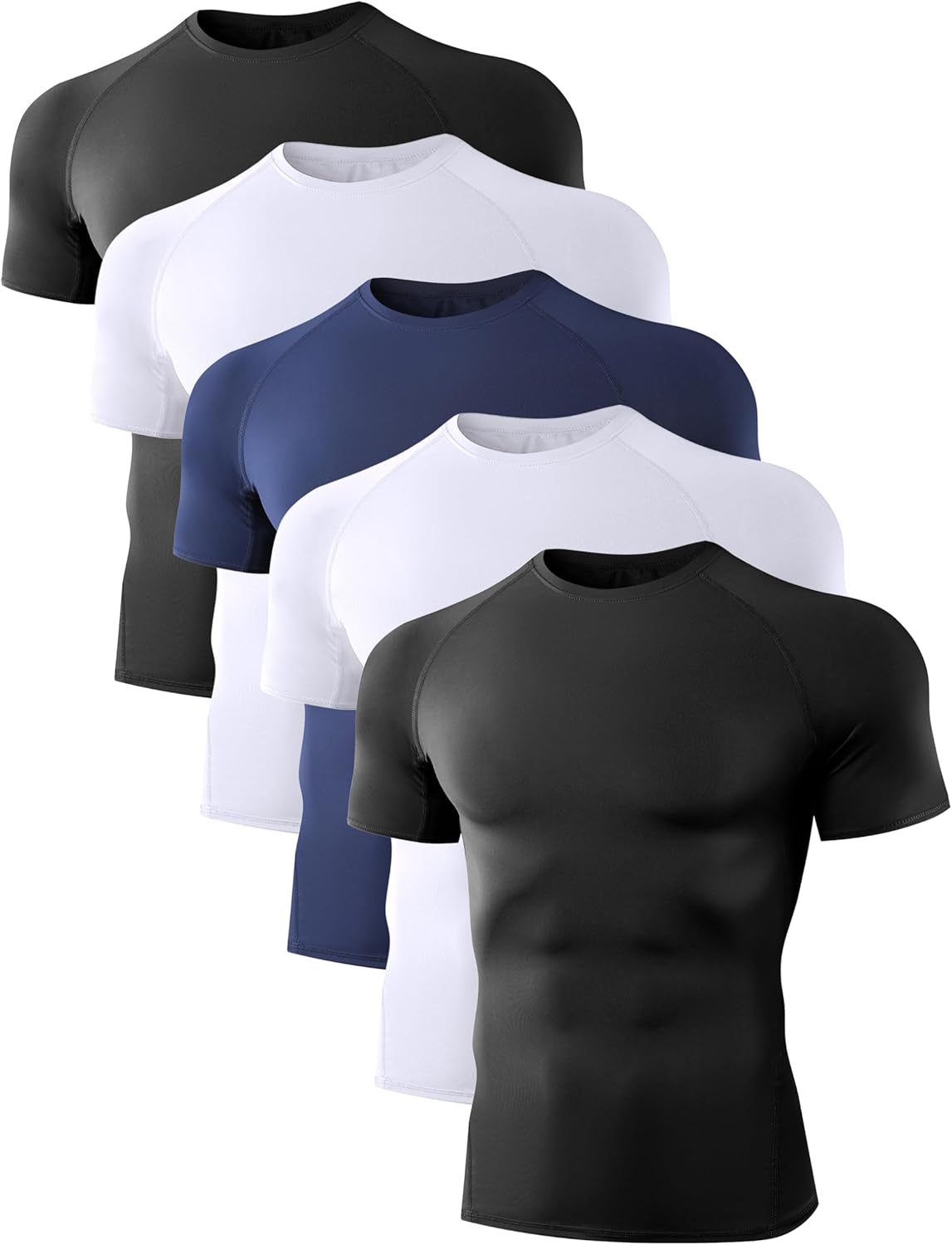 Dalavch 4/5 Pack Men’s Compression Shirts Short Sleeve/Sleeveless Sports Athletic Workout Base Layer Undershirt T-Shirt Tops