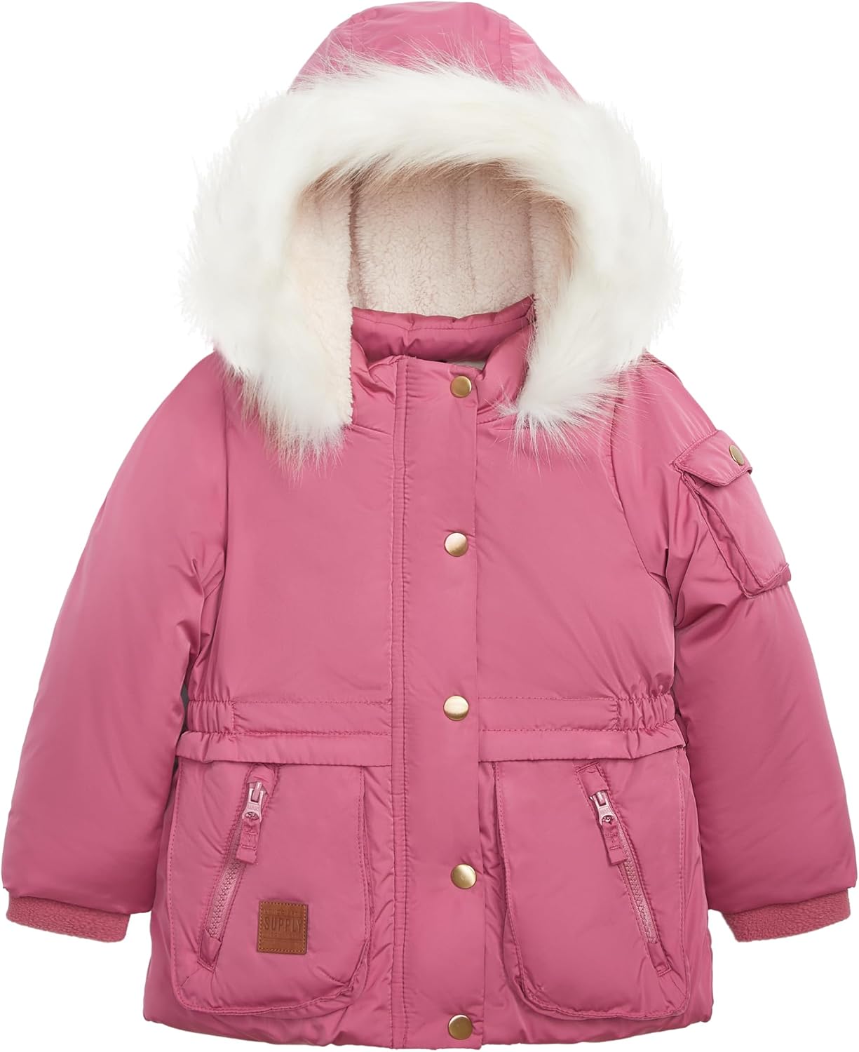 LONDON FOG Girls’ Heavyweight Utility Parka With Cozy Trim Hood