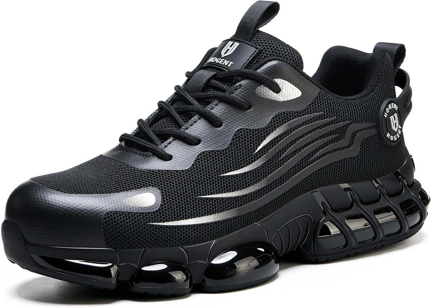 Hogent Steel Toe Shoes for Men Women, Ultra Lightweight Premium Comfortable Work Sneakers, Puncture Proof Air Cushioned All‑Day Wear Safety Toe Shoes for Industrial Construction Warehouse Factory Work