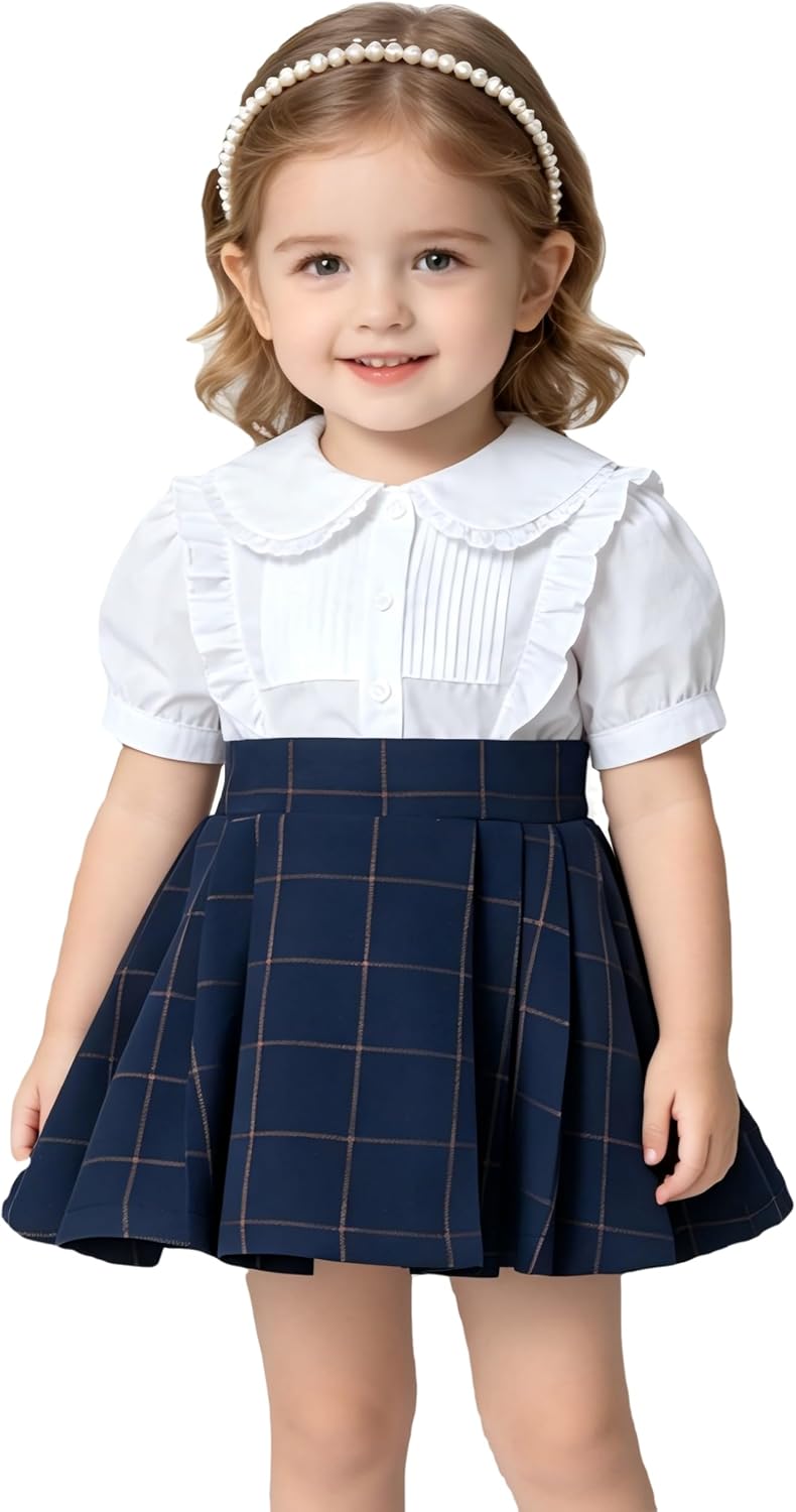 Girls Pleated Skirt High Waist Athletic Tennis School Uniform Skirts 2-16 Years