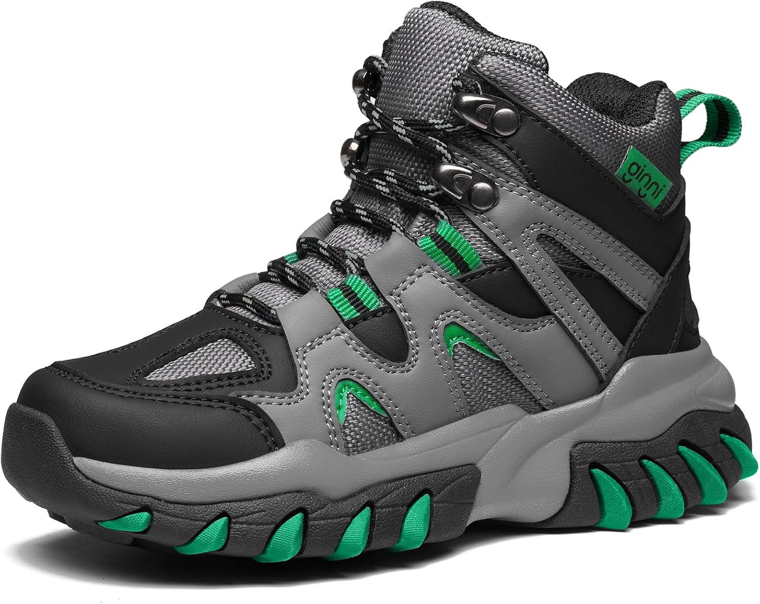 GINNI Boys Girls Mid Top Hiking Shoes, Kids Non-Slip Hiking Ankle Boots for Boy Girl, Water Resistant Anti-Collision Outdoor Athletic Trekking Climbing Sneaker Shoes for Toddler/Little Kid/Big Kid