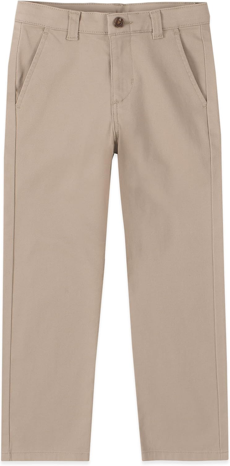 Izod Boys’ School Uniform Twill Pants, Flat Front & Comfortable Waistband with 5 Pockets