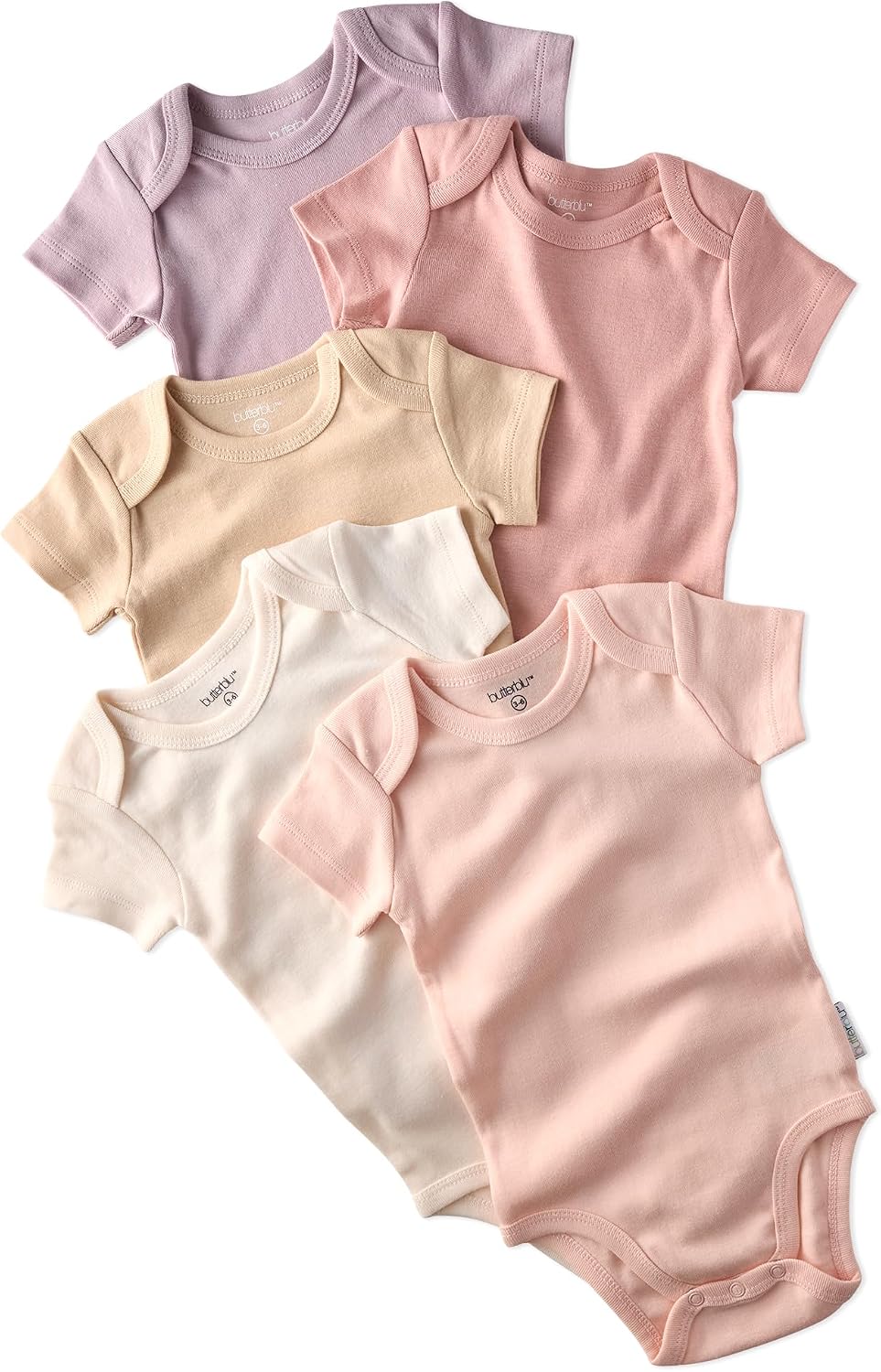 Butterblu Avery 5-Pack Short Sleeve Bodysuits 100% Organic Cotton Baby Clothes for Boys and Girls