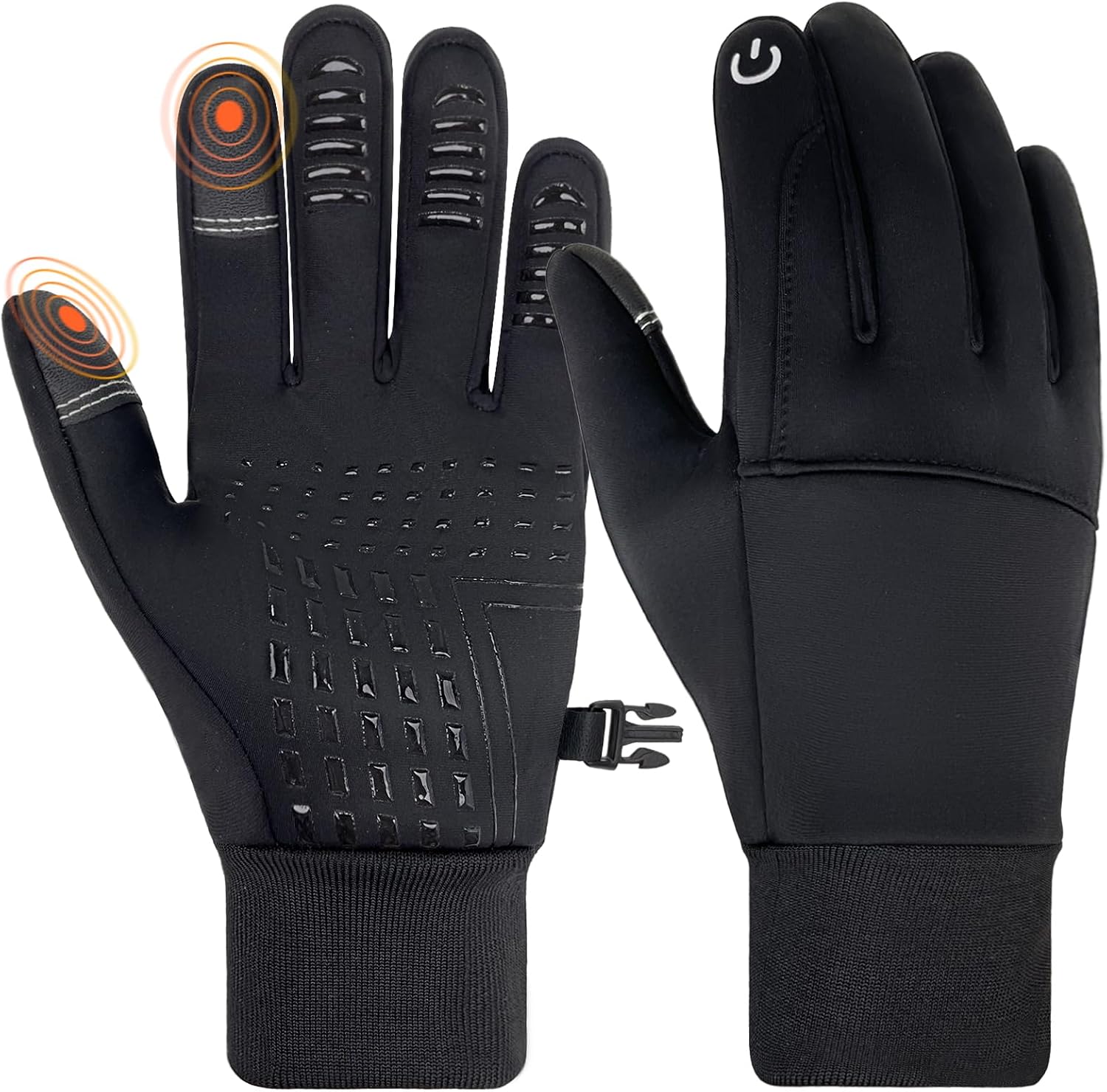 Kids Winter Gloves Waterproof Touchscreen Warm Fleece Anti-Slip for Boys Girls Children 4-10 Years Black