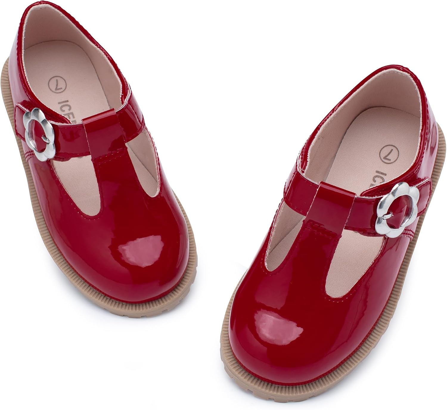 ICEBIRDS Girls School Uniform Shoes Mary Jane Flats,Low Heel Princess Hook and Loop Dress Shoes for School Party Wedding(Toddler/Little/Big Kid)