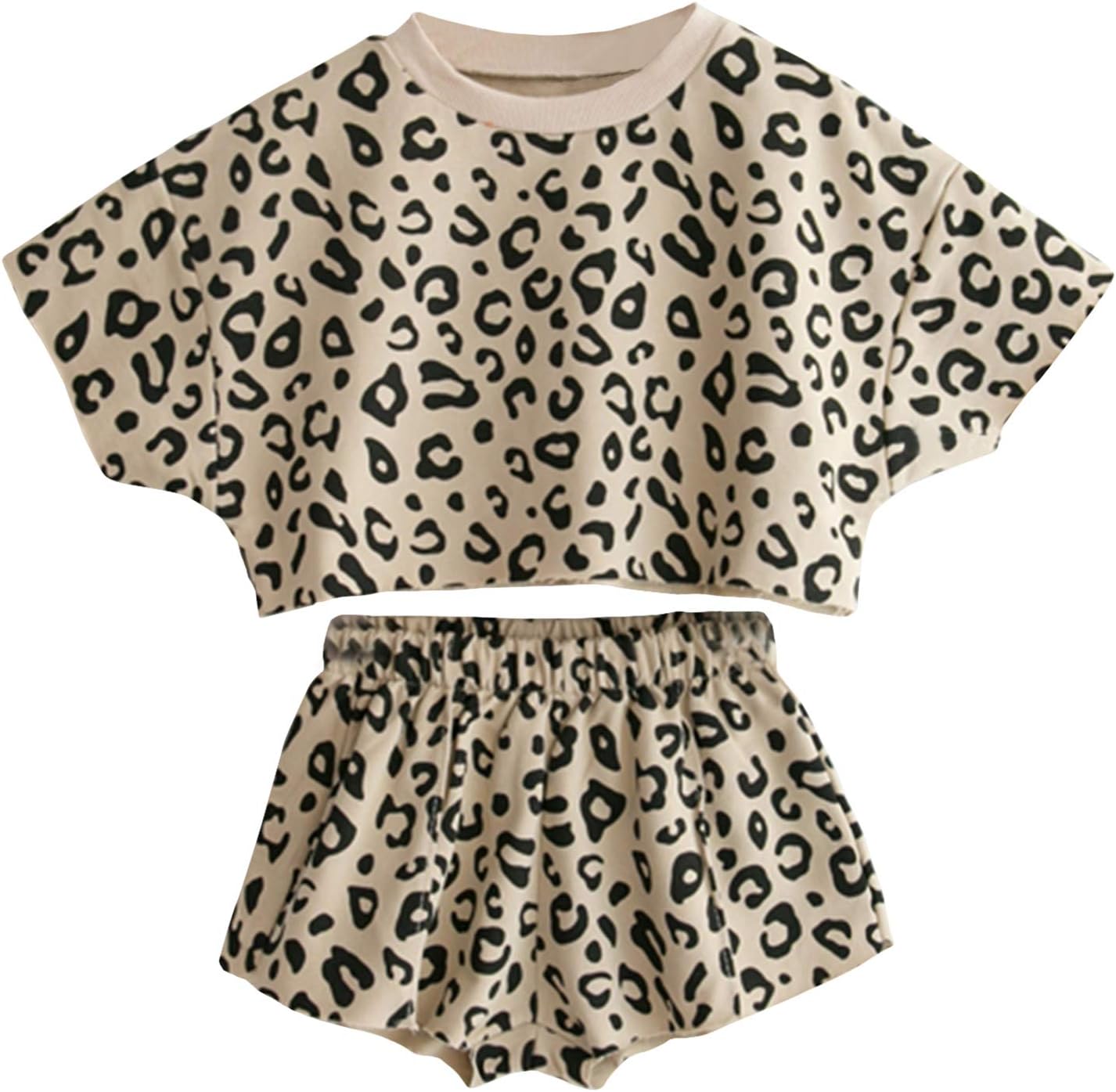 Toddler Baby Girls Leopard Print Summer Clothes Set T-Shirt and Short Pants 2pcs Outfits