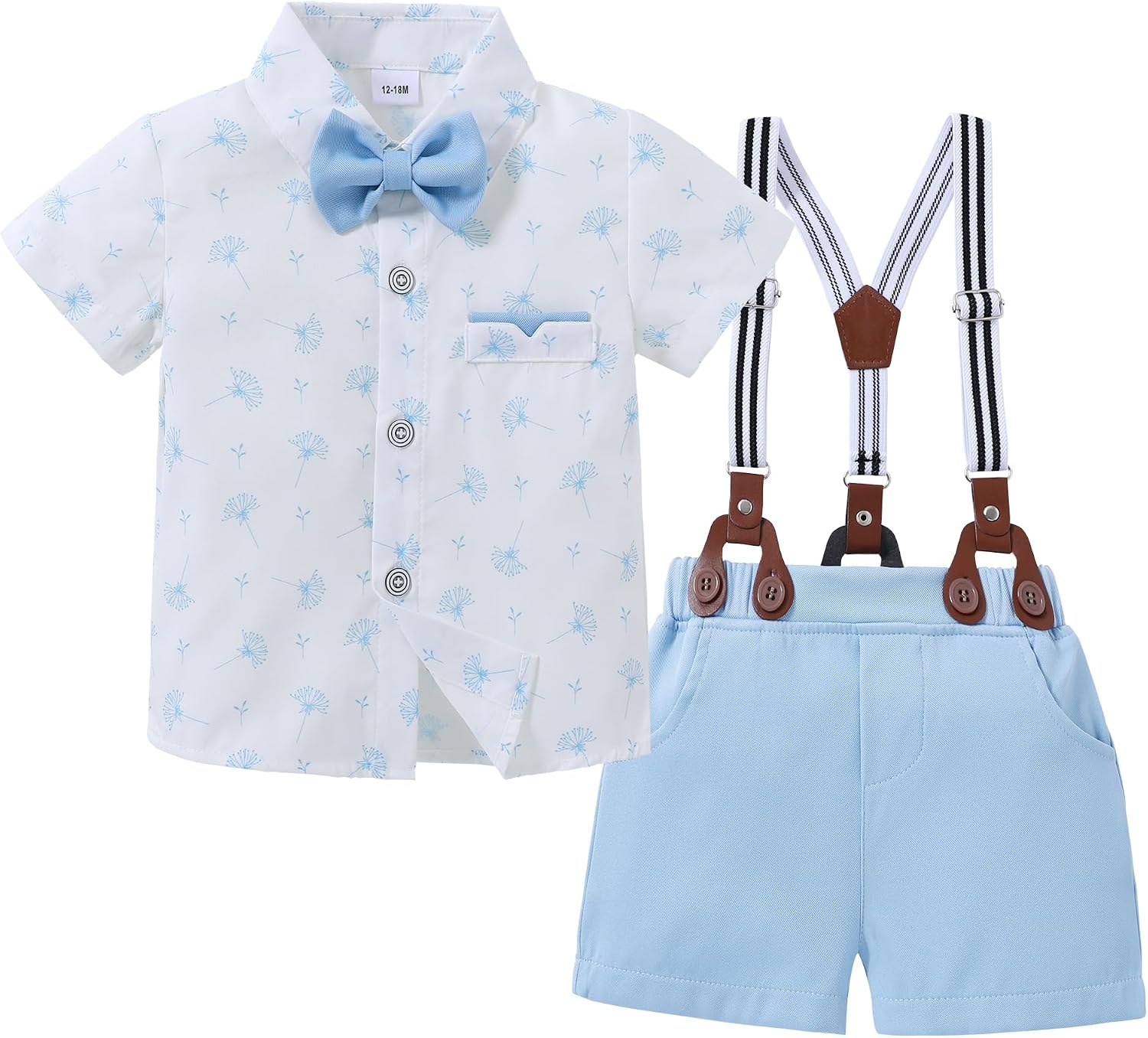 nilikastta Toddler Baby Boy Outfits Boys Gentleman Wedding Suits Set Summer Formal Short Shirt/Bowtie/Suspender 1-5T