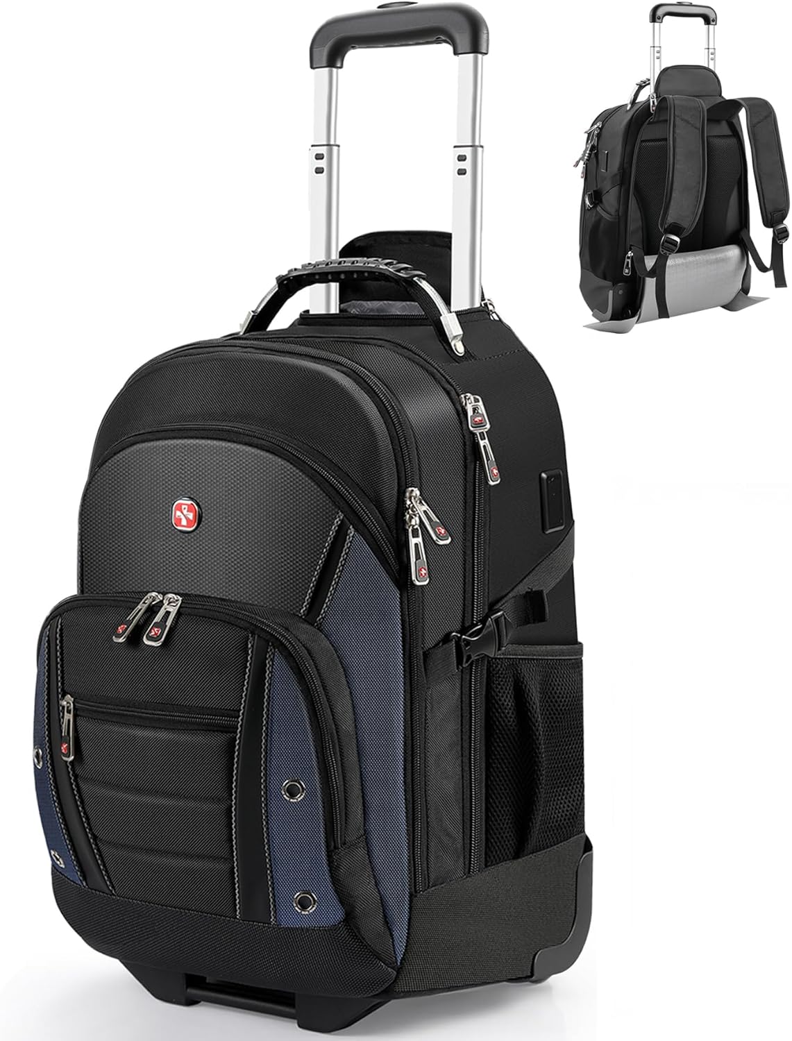 star cloud Rolling Backpack with Wheels, USB & Type-C Charging Port, 21x14x9 Water Resistant Wheeled Backpack, 17.3″ Roller Laptop Backpack, Carry On Luggage for Business Travel College Work Bag