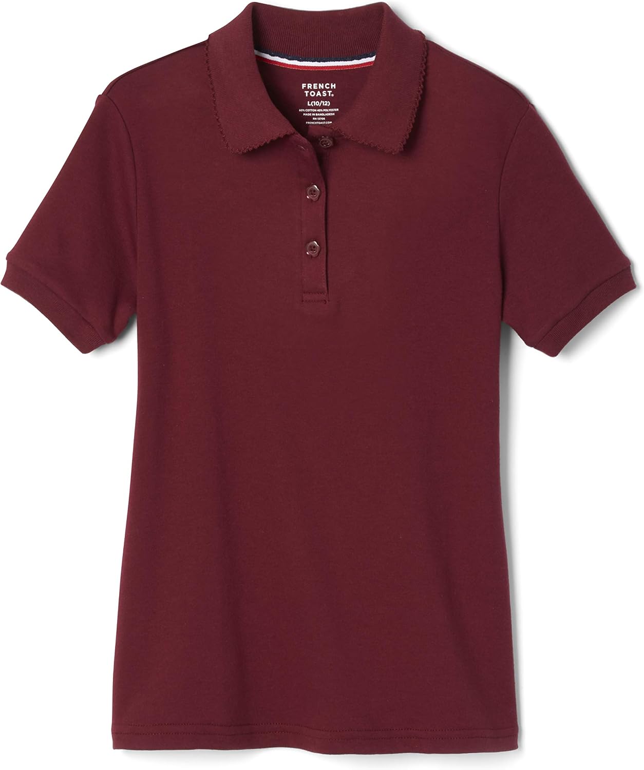 French Toast Girls’ Short Sleeve Picot Collar Polo School Uniform Shirt (Standard and Plus)