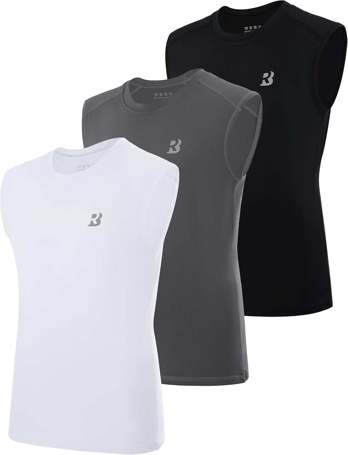 Roadbox Boys Youth Sleeveless Compression Shirt, Quick Dry Kids Football Undershirt, Athletic Soft Tank Tops Sport Basketball