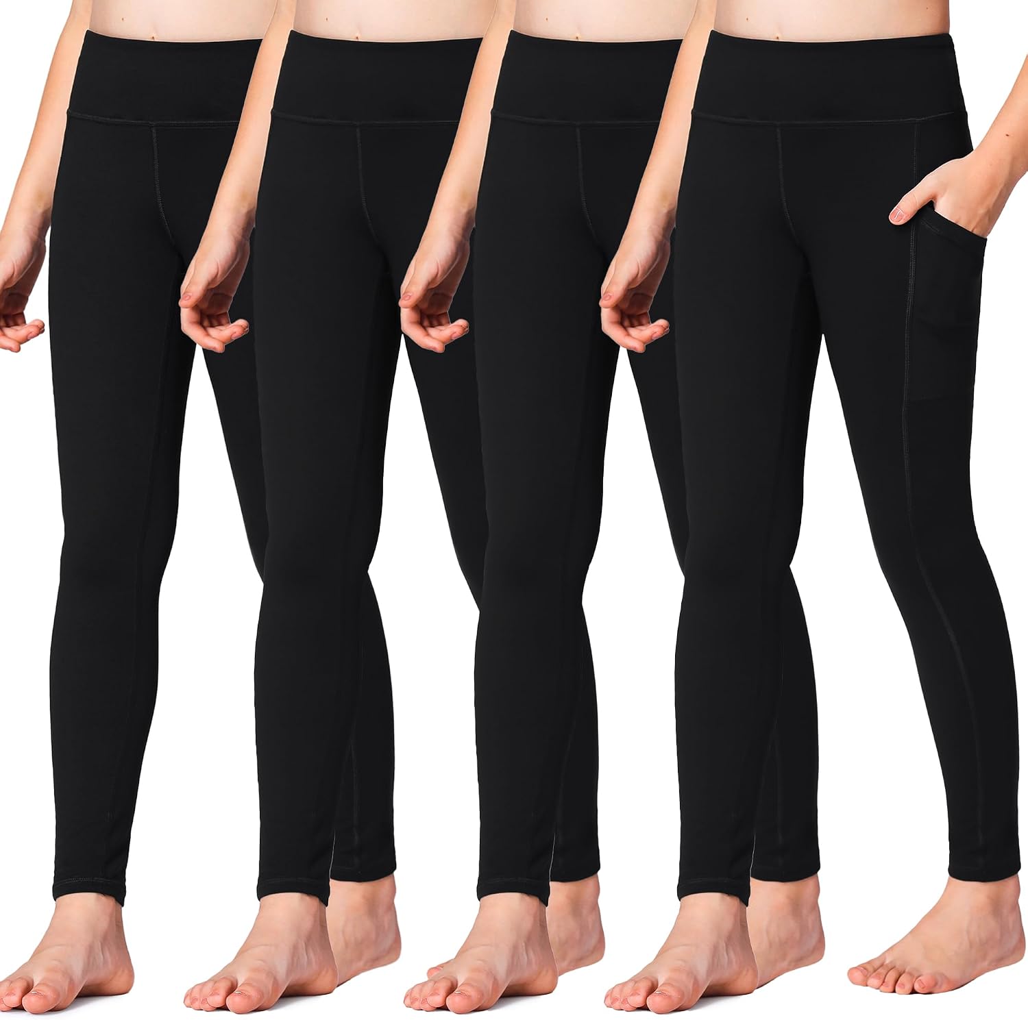 Stelle Girls’ Athletic Leggings Kids Dance Running Yoga Pants Workout Active Dance Tights with Pockets