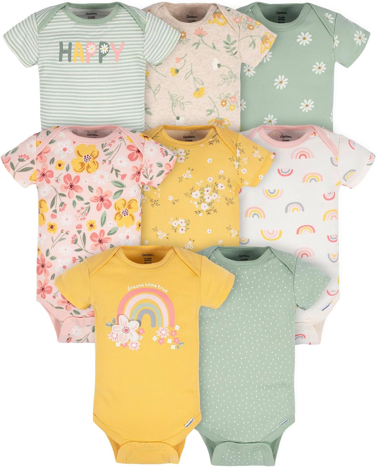 Gerber Baby Girls’ 8-pack Short Sleeve Onesies Bodysuits