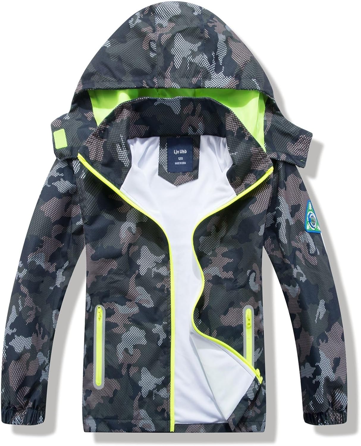 Waterproof Hooded Jacket for Boys Girls,Kids Raincoats Outdoor Windbreaker Dinosaur Rain Jacket