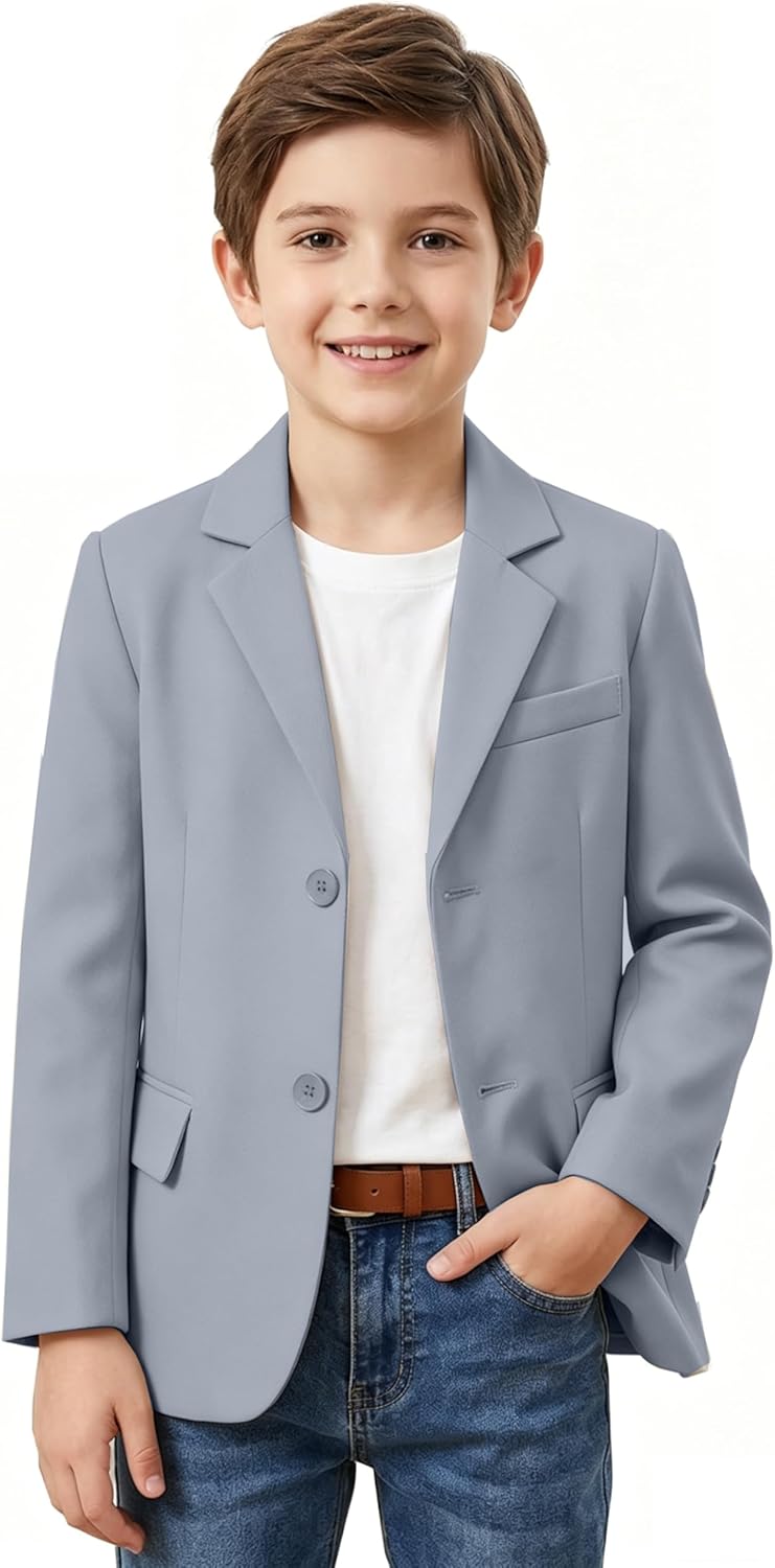 Boys’ Blazer Suit Jacket Formal Sport Coats Solid Color Tuxedo Blazers for Boy Dinner Party Or Prom