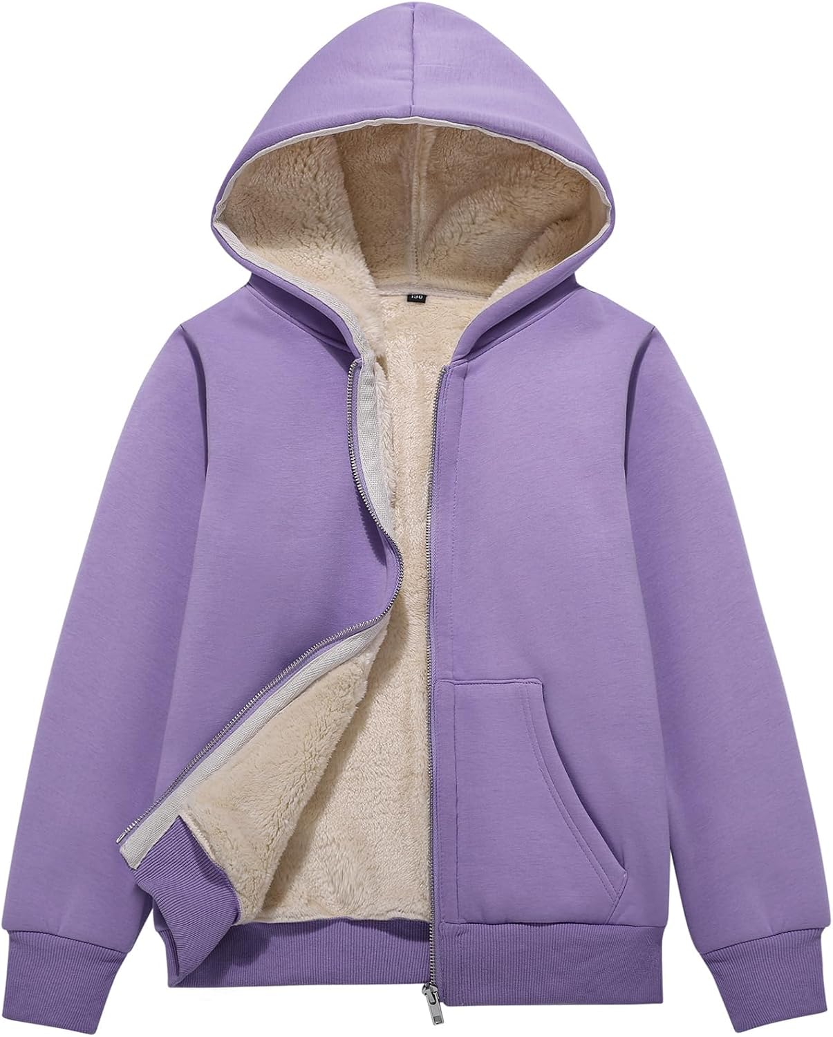 Flygo Unisex Boys Girls Fleece Jacket Hoodie Sherpa Lined Zip Up Hooded Sweatshirt Kids Winter Jackets